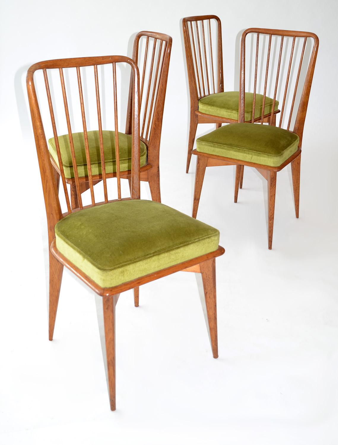 Mid-Century Modern Set of Four Dining Chairs by Charles Ramos for Castellanetta Mid Century Modern  For Sale