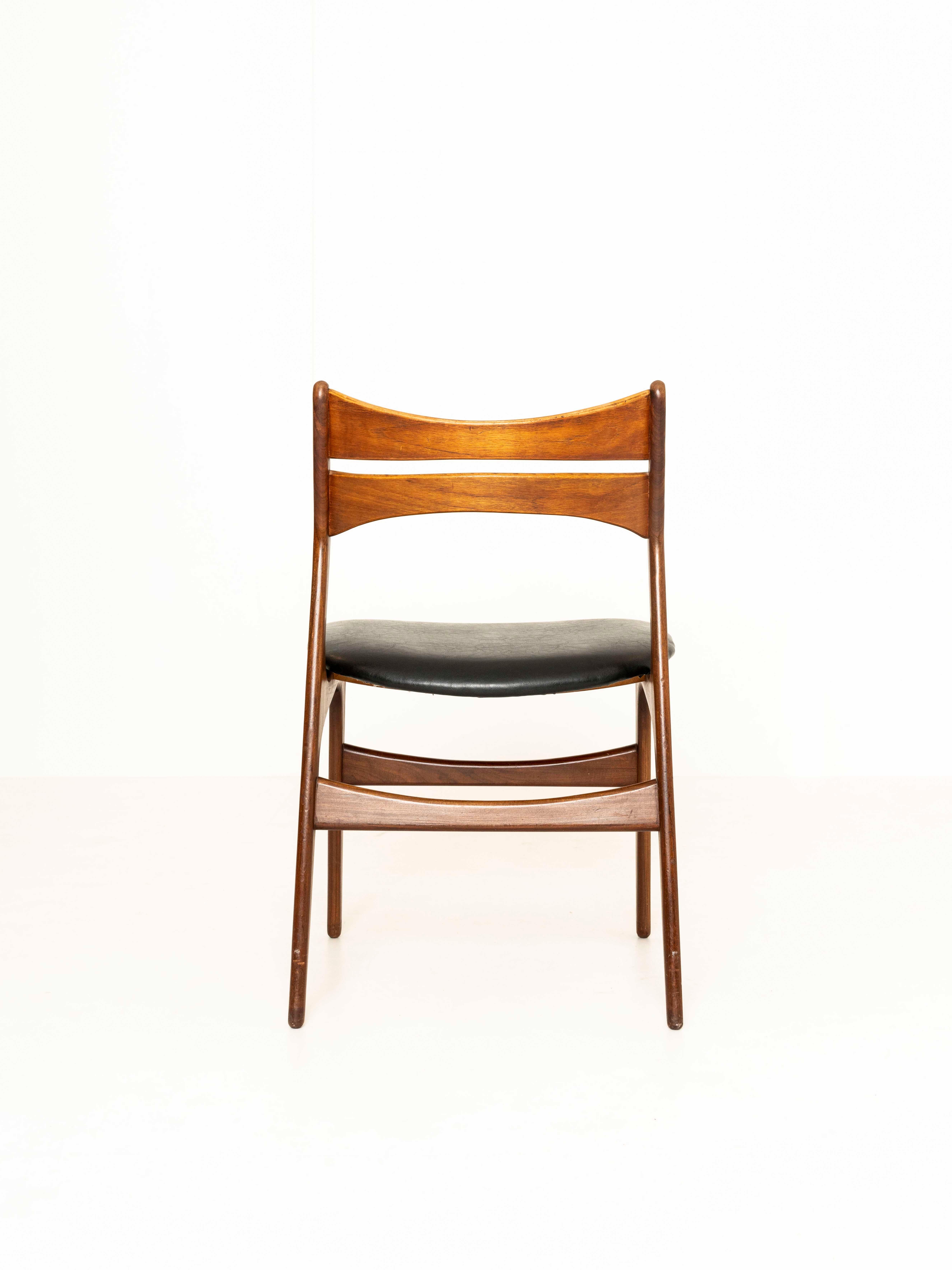 Leather Set of Four Dining Chairs by Erik Buch, Model 310, Denmark 1960s