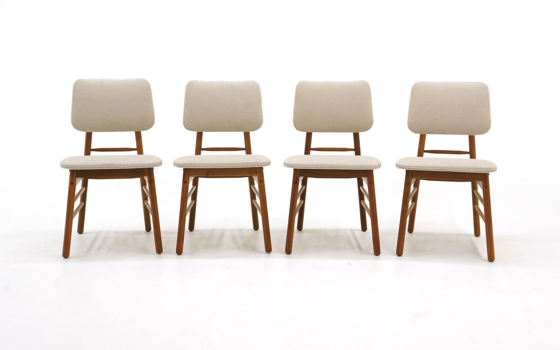 Mid-Century Modern Set of Four Dining Chairs by Greta Grossman, New Knoll Upholstery, Excellent