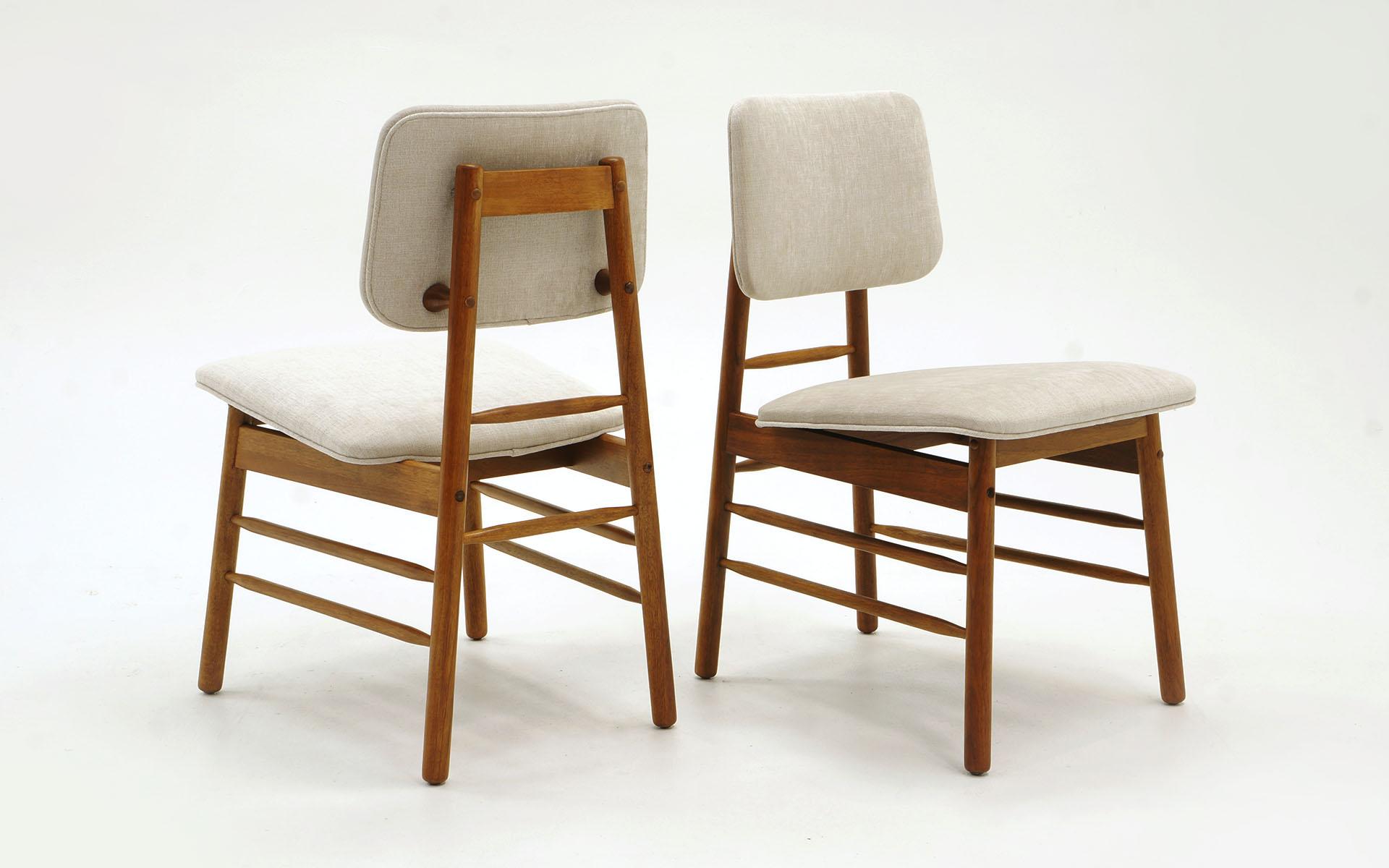 Set of Four Dining Chairs by Greta Grossman, New Knoll Upholstery, Excellent In Excellent Condition In Kansas City, MO