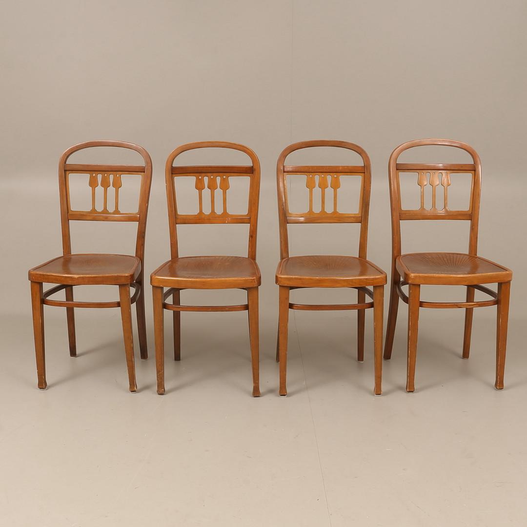 Early 20th Century Set of Four Dining Chairs by J. J. Kohn For Sale