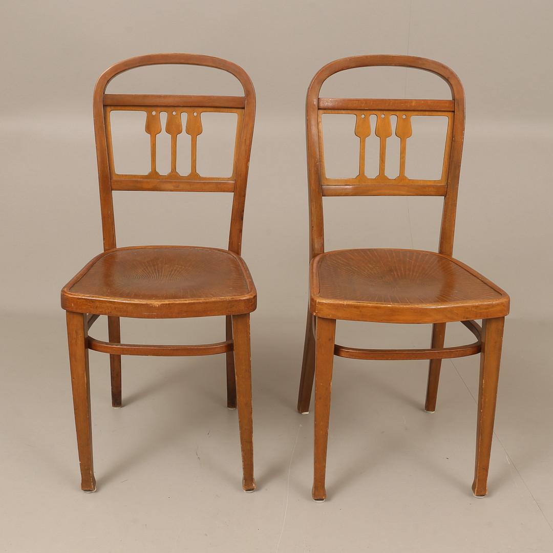 Beech Set of Four Dining Chairs by J. J. Kohn For Sale