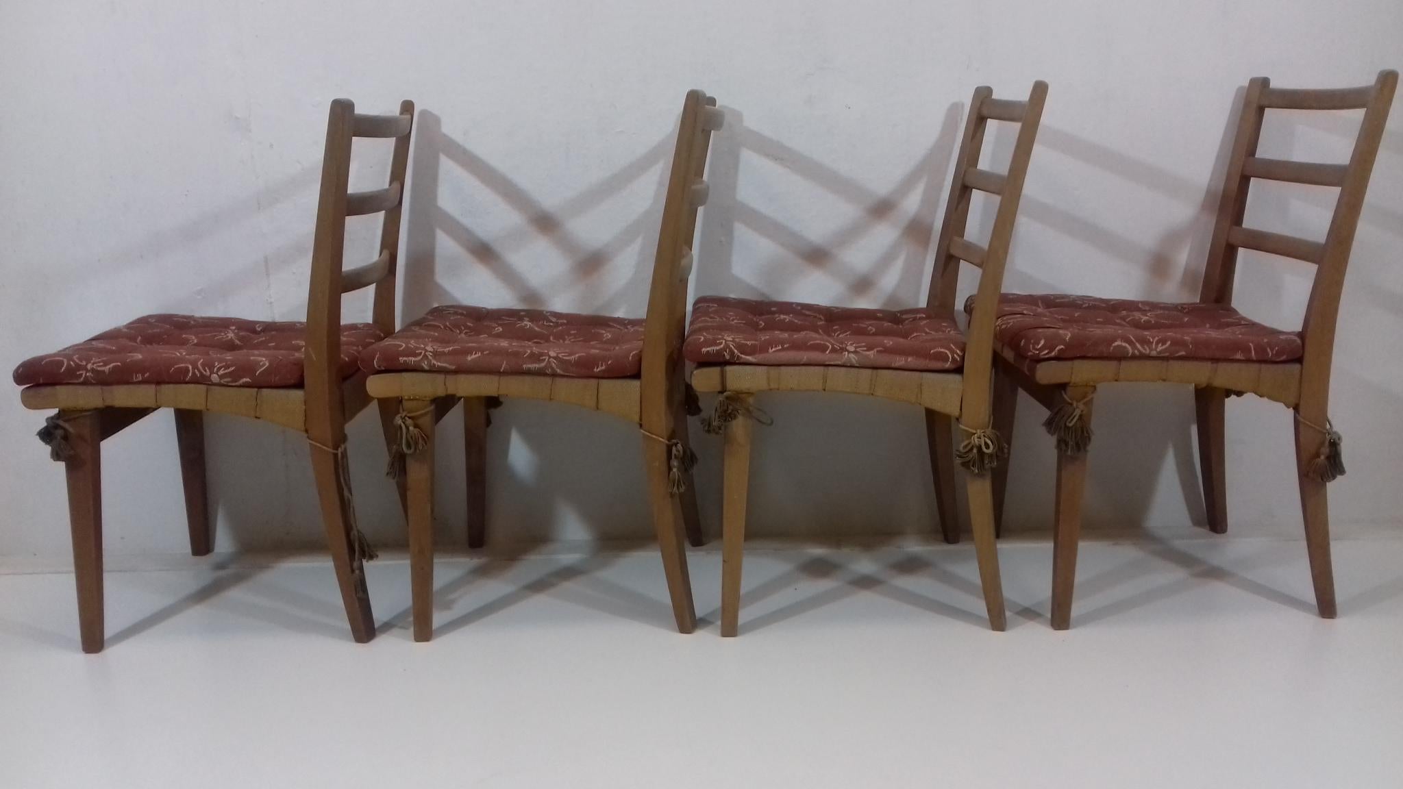 Mid-20th Century Set of Four Dining Chairs by Jan Vaněk, 1955 For Sale