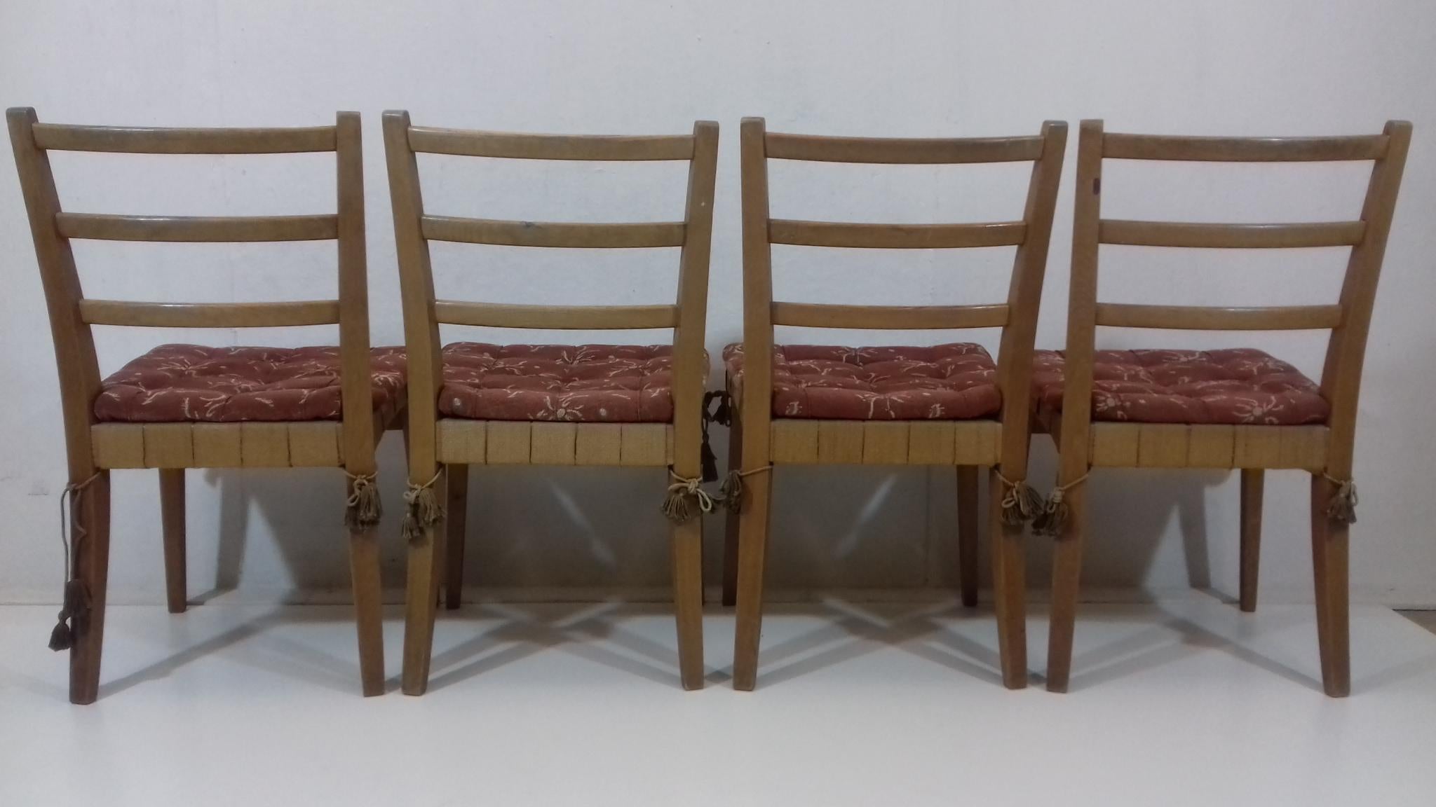 Fabric Set of Four Dining Chairs by Jan Vaněk, 1955 For Sale