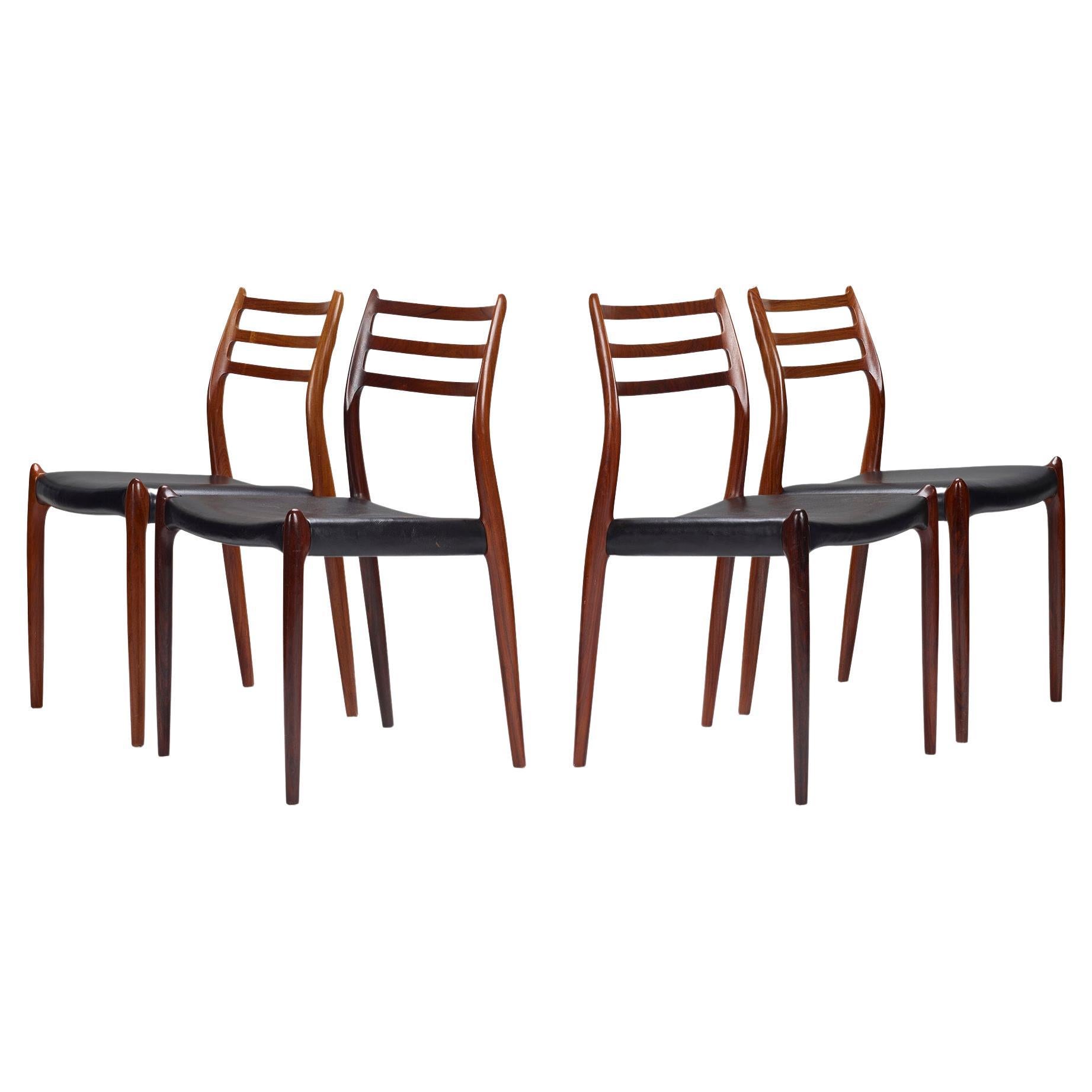 Set of Four Dining Chairs by Niels O. Møller For Sale