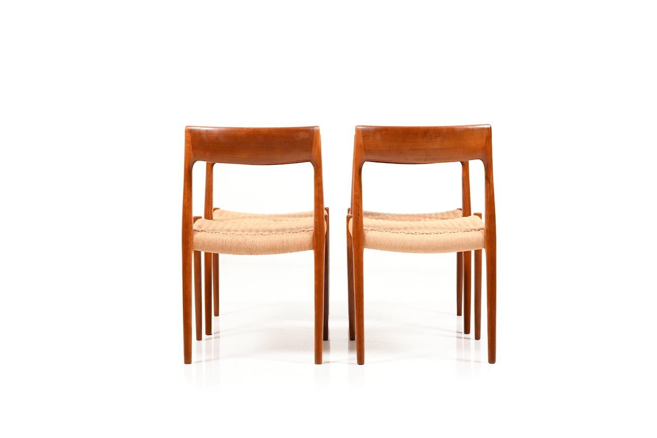 Scandinavian Modern Set of Four Dining Chairs by N.O.Møller, 1960s