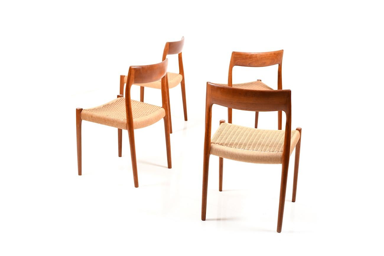 Danish Set of Four Dining Chairs by N.O.Møller, 1960s