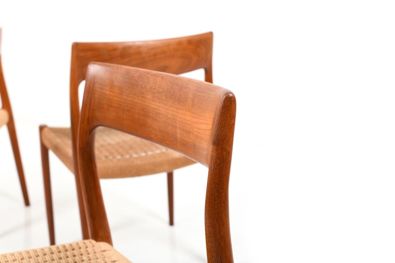 Set of Four Dining Chairs by N.O.Møller, 1960s In Good Condition In Handewitt, DE