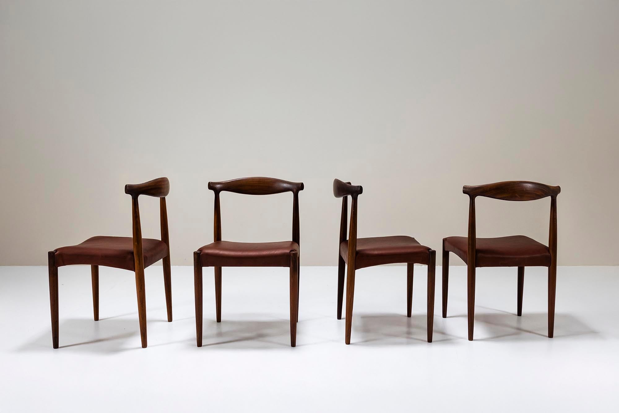 Juego de cuatro sillas de comedor de Vamo Sønderborg, Dinamarca Años 60 en venta 5