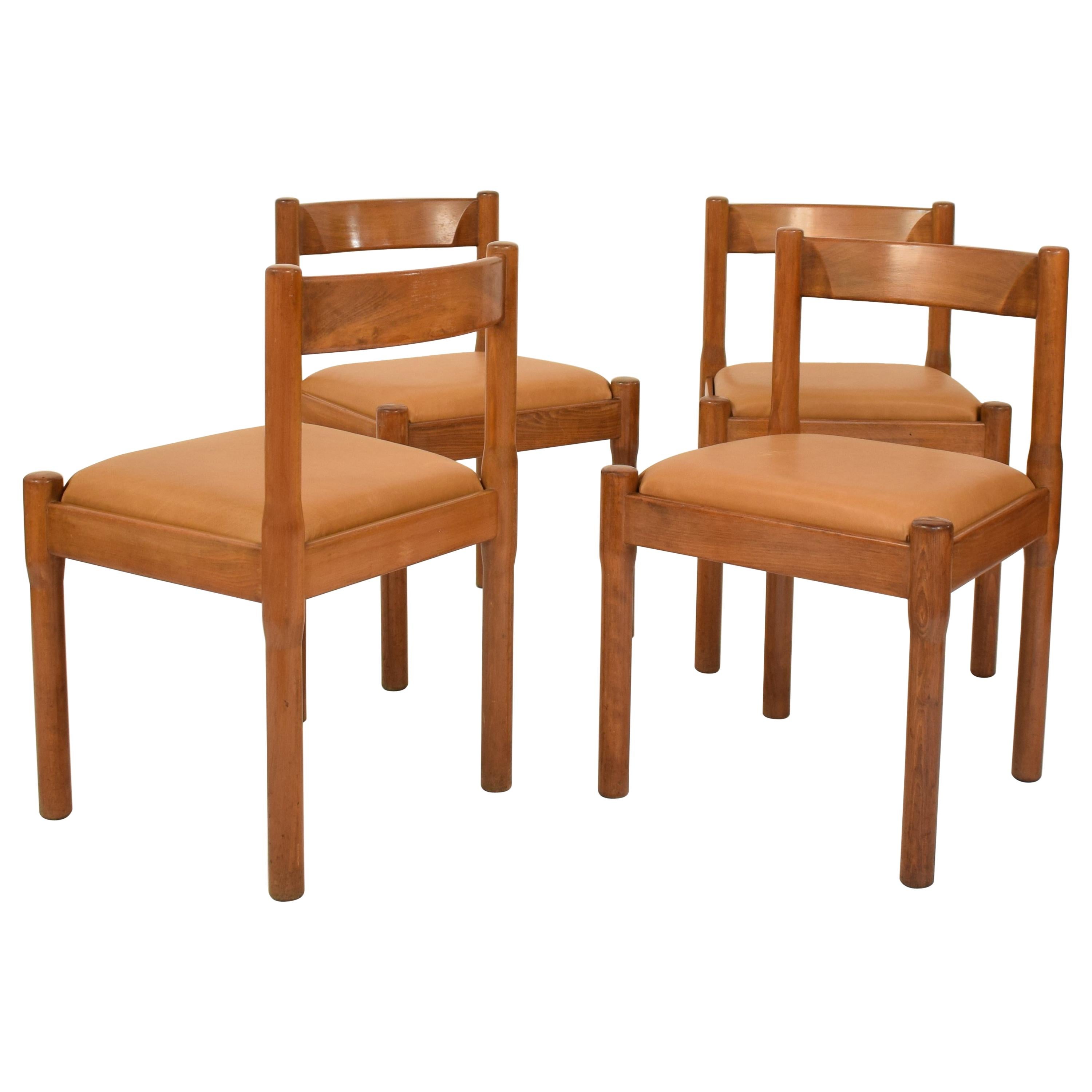 Set of Four Mid-Century Dining Chairs Carimate by Vico Magistretti for Cassina