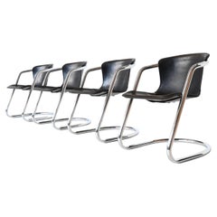 Set of Four Dining Chairs Dark Brown Metaform, the Netherlands, 1970