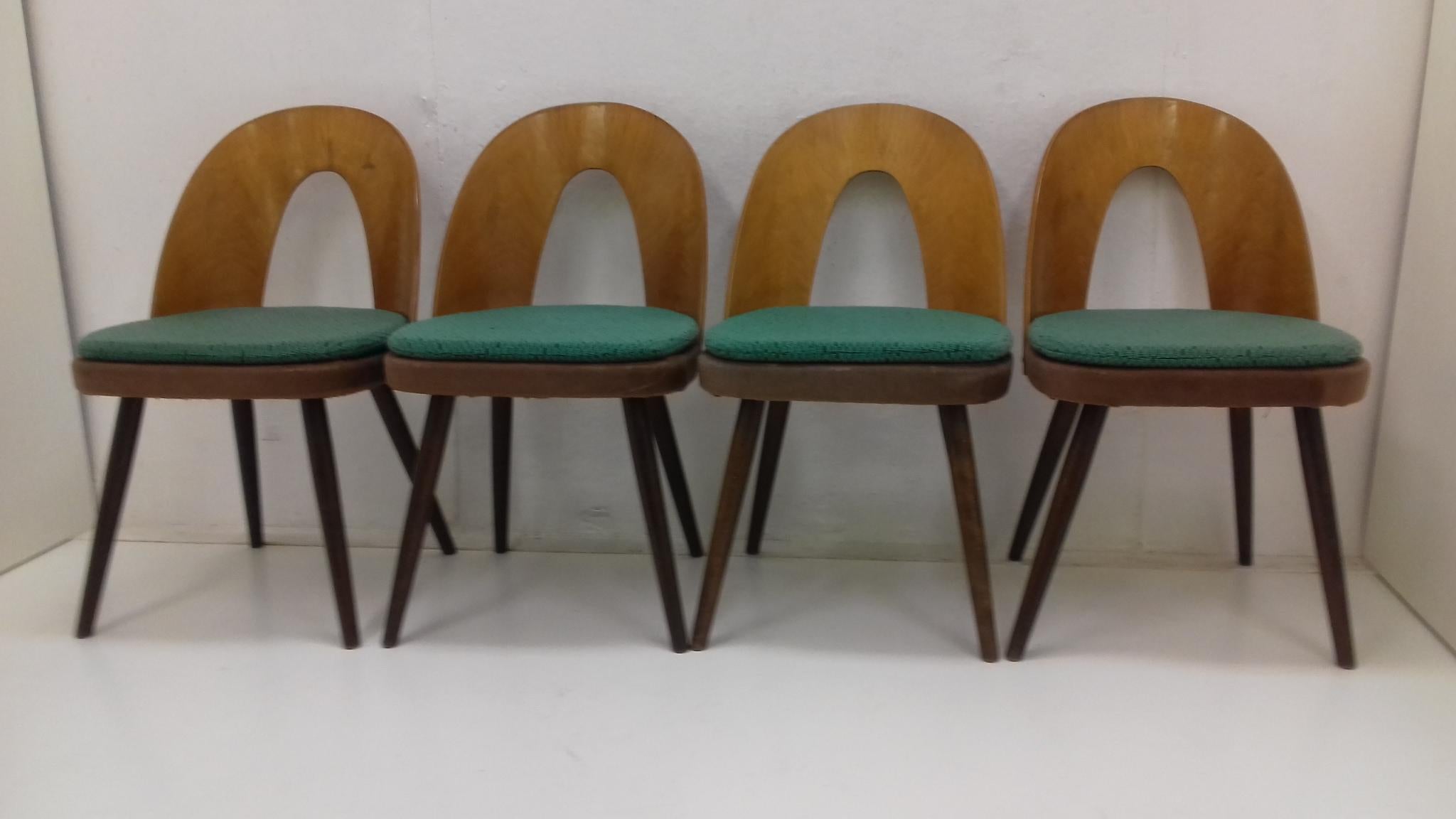 Fabric Set of Four Dining Chairs Designed by Antonín Šuman, 1960s For Sale