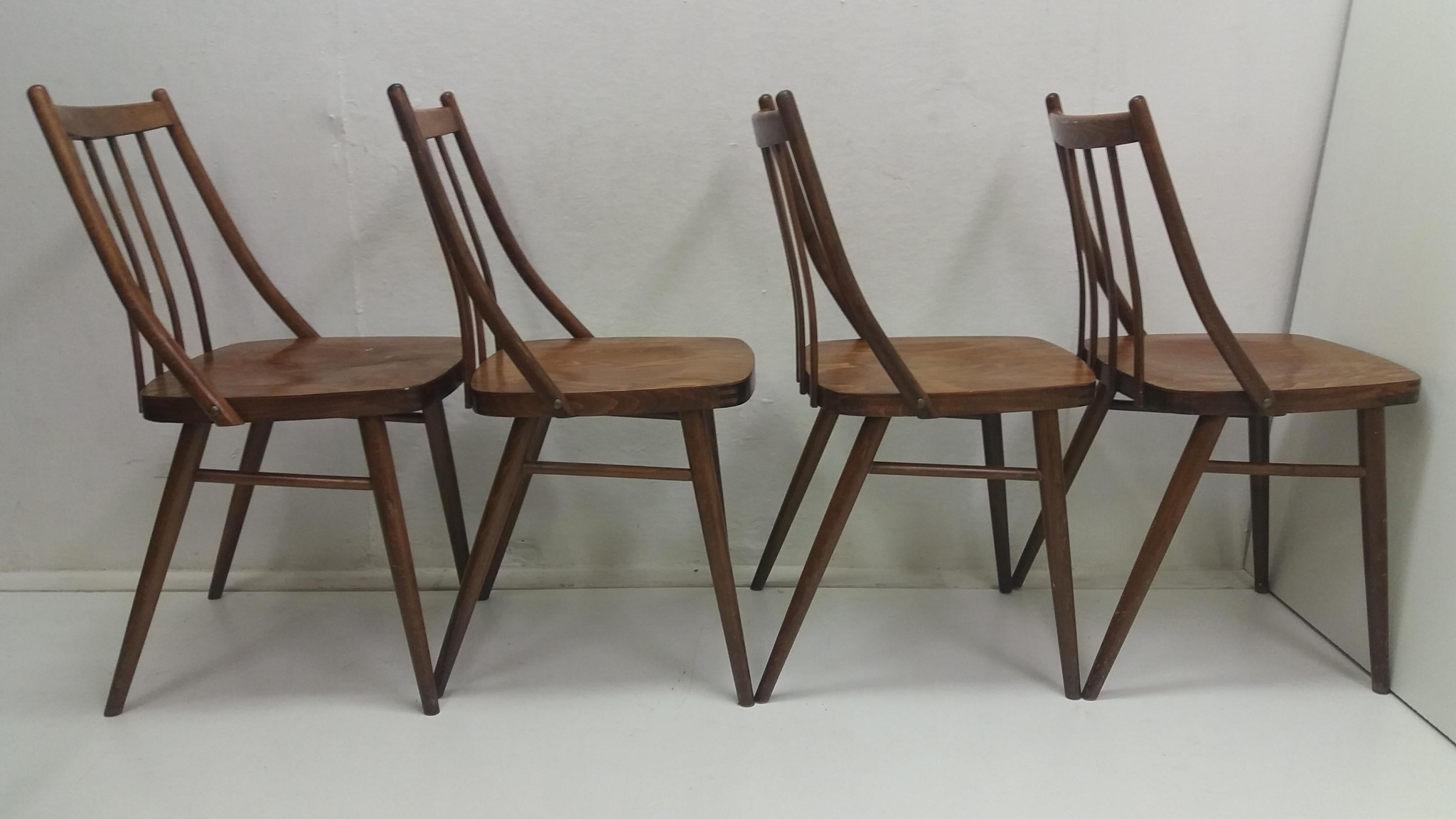Mid-Century Modern Set of Four Dining Chairs Designed by Antonín Šuman, 1966s For Sale