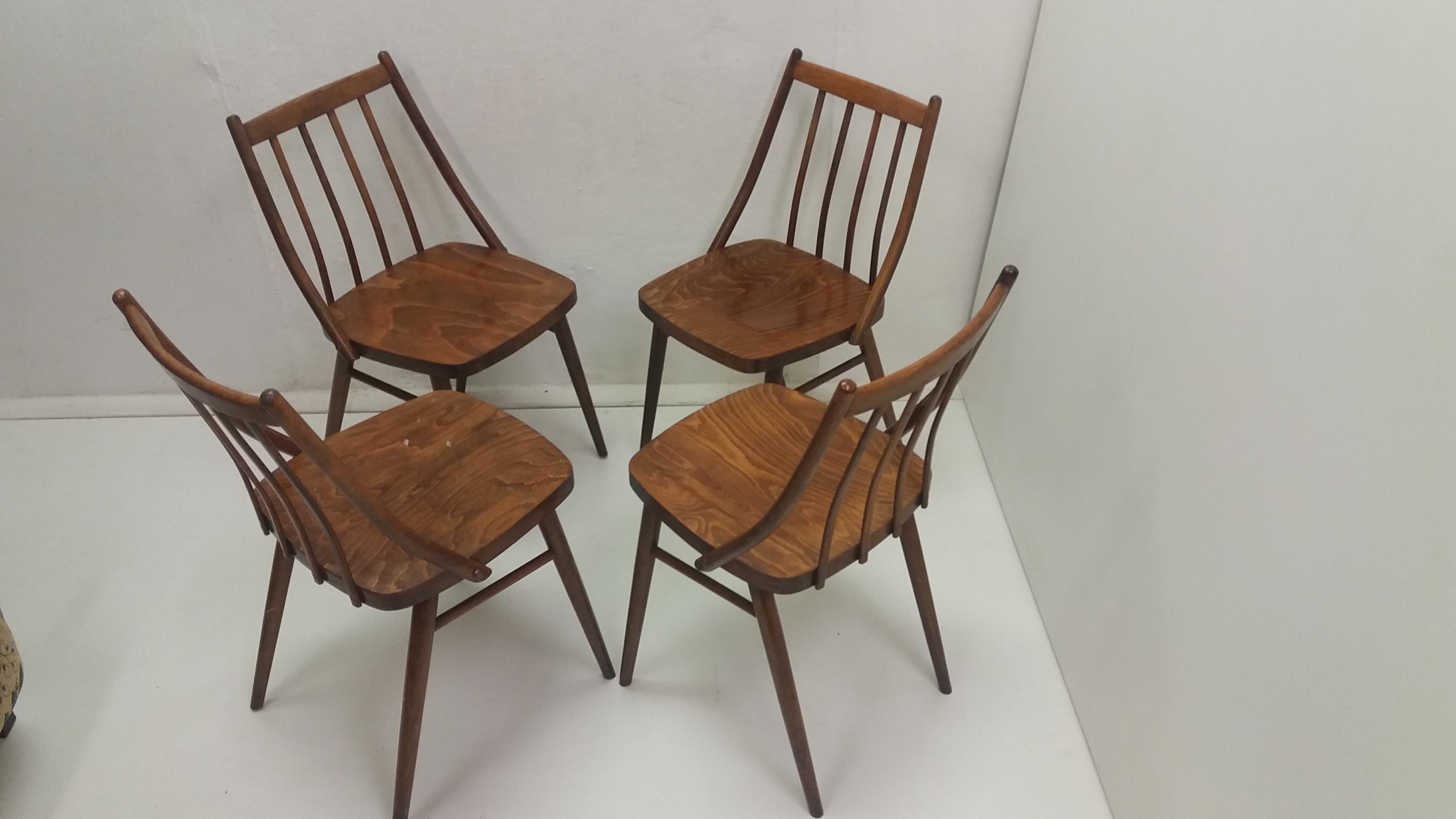 Mid-20th Century Set of Four Dining Chairs Designed by Antonín Šuman, 1966s For Sale