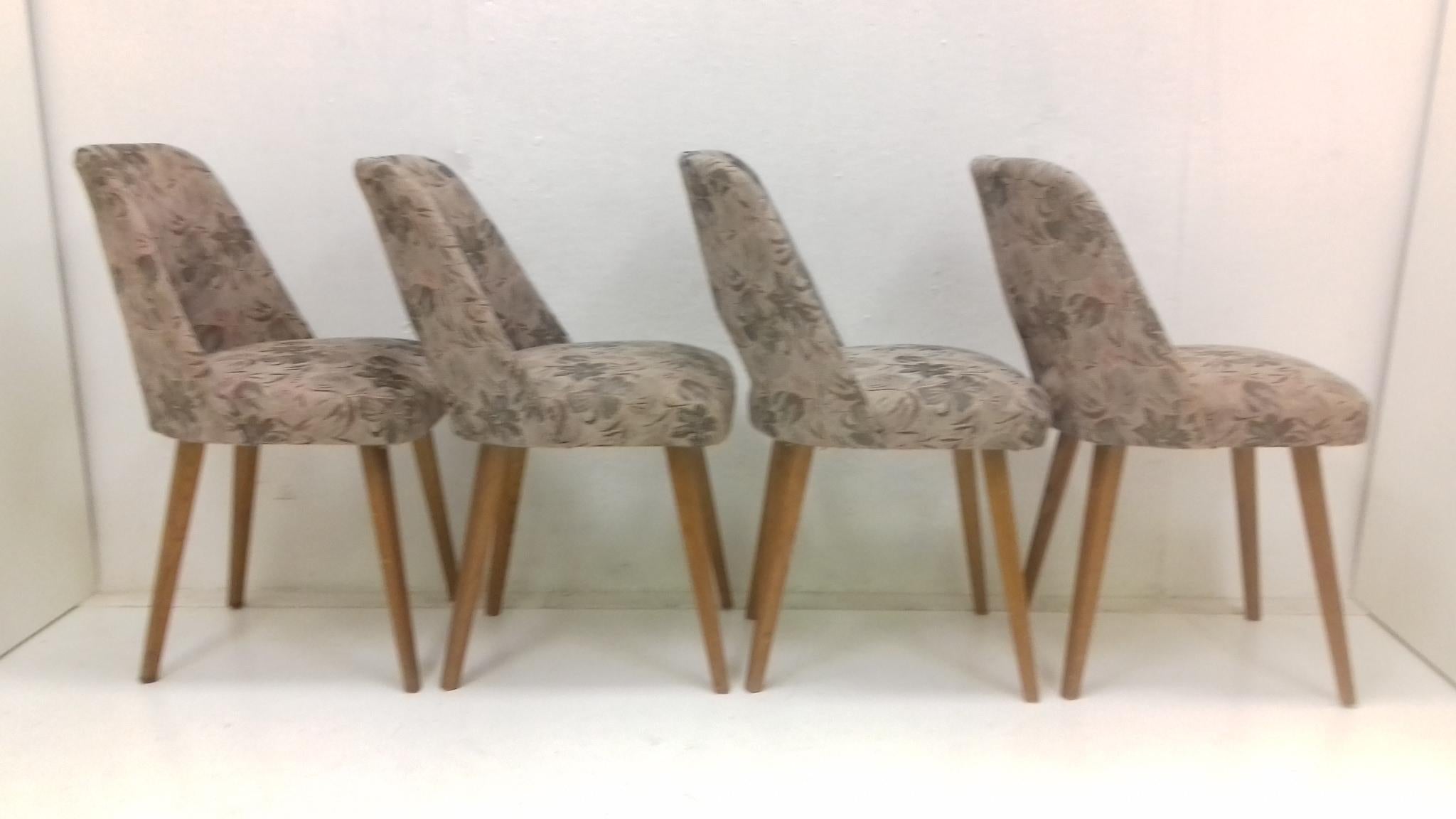 Fabric Set of Four Dining Chairs Designed by Oswald Haerdtl, 1950s For Sale