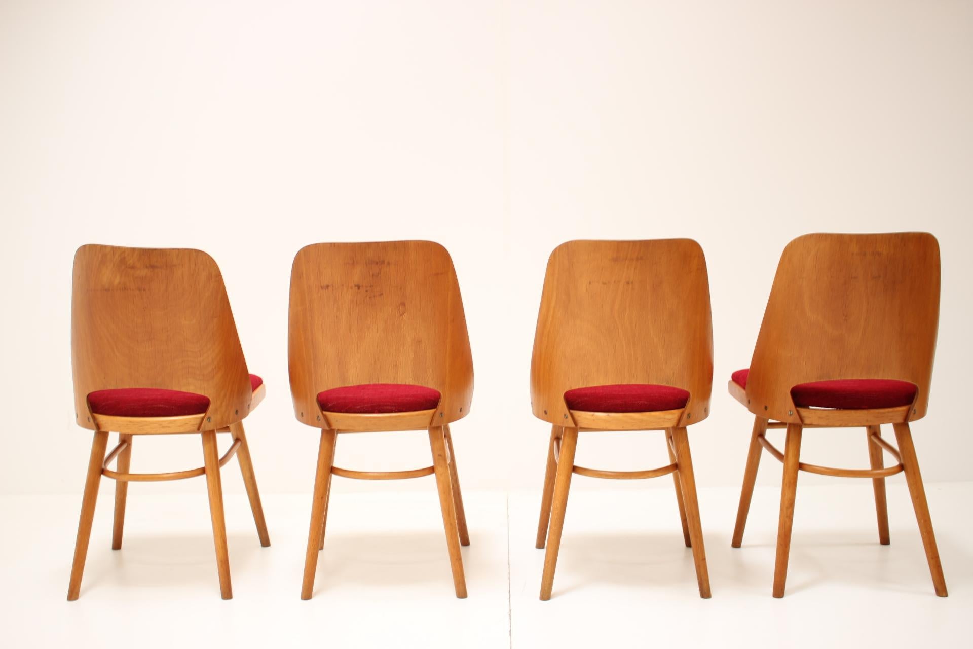 Czech Set of Four Dining Chairs Designed by Oswald Haerdtl, 1960s