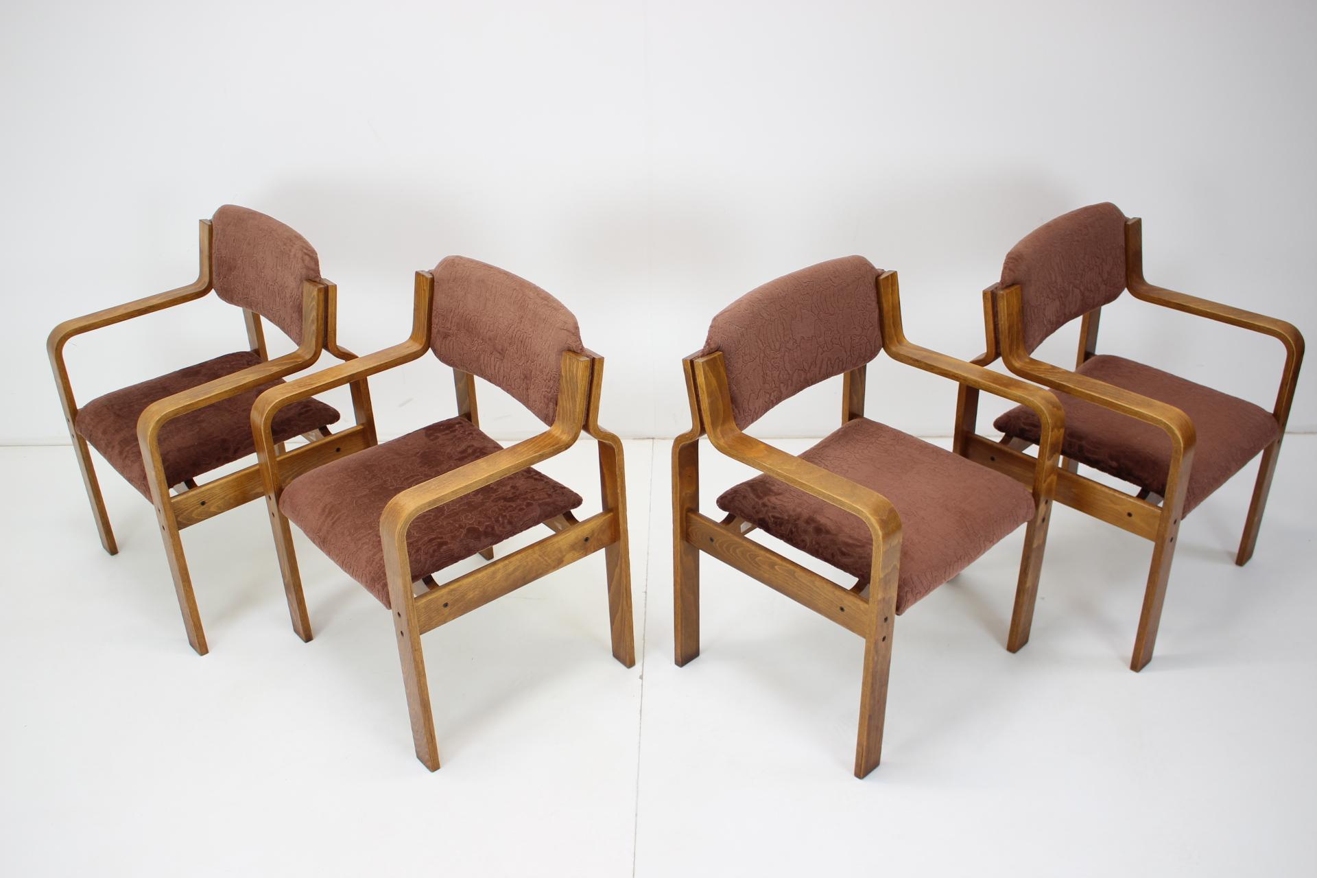 Czech Set of Four Dining Chairs Designed Ludvík Volák for Dřevopodnik Holešov, 1960's