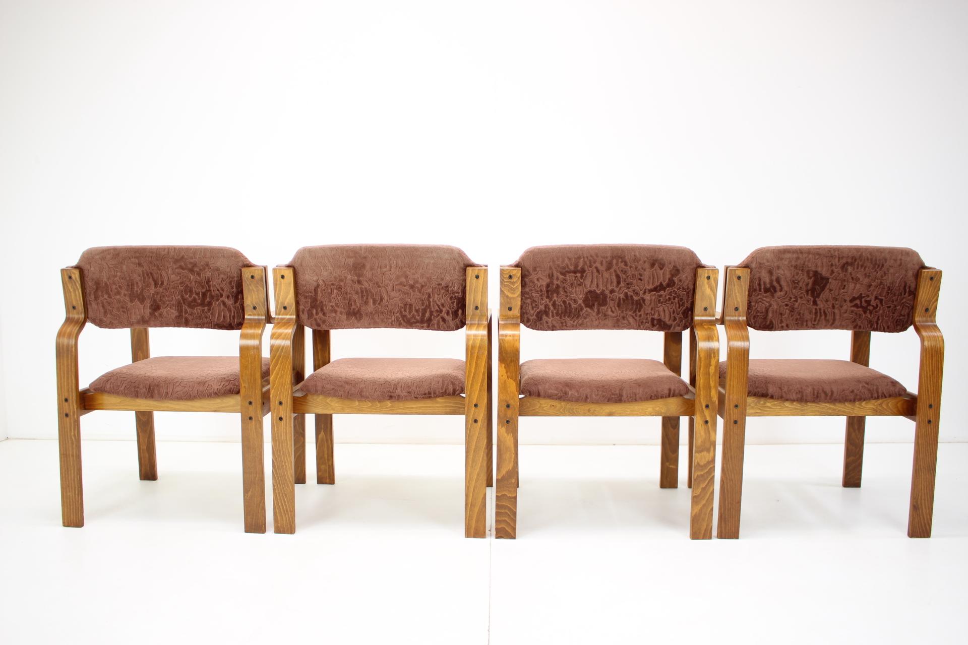 Mid-20th Century Set of Four Dining Chairs Designed Ludvík Volák for Dřevopodnik Holešov, 1960's