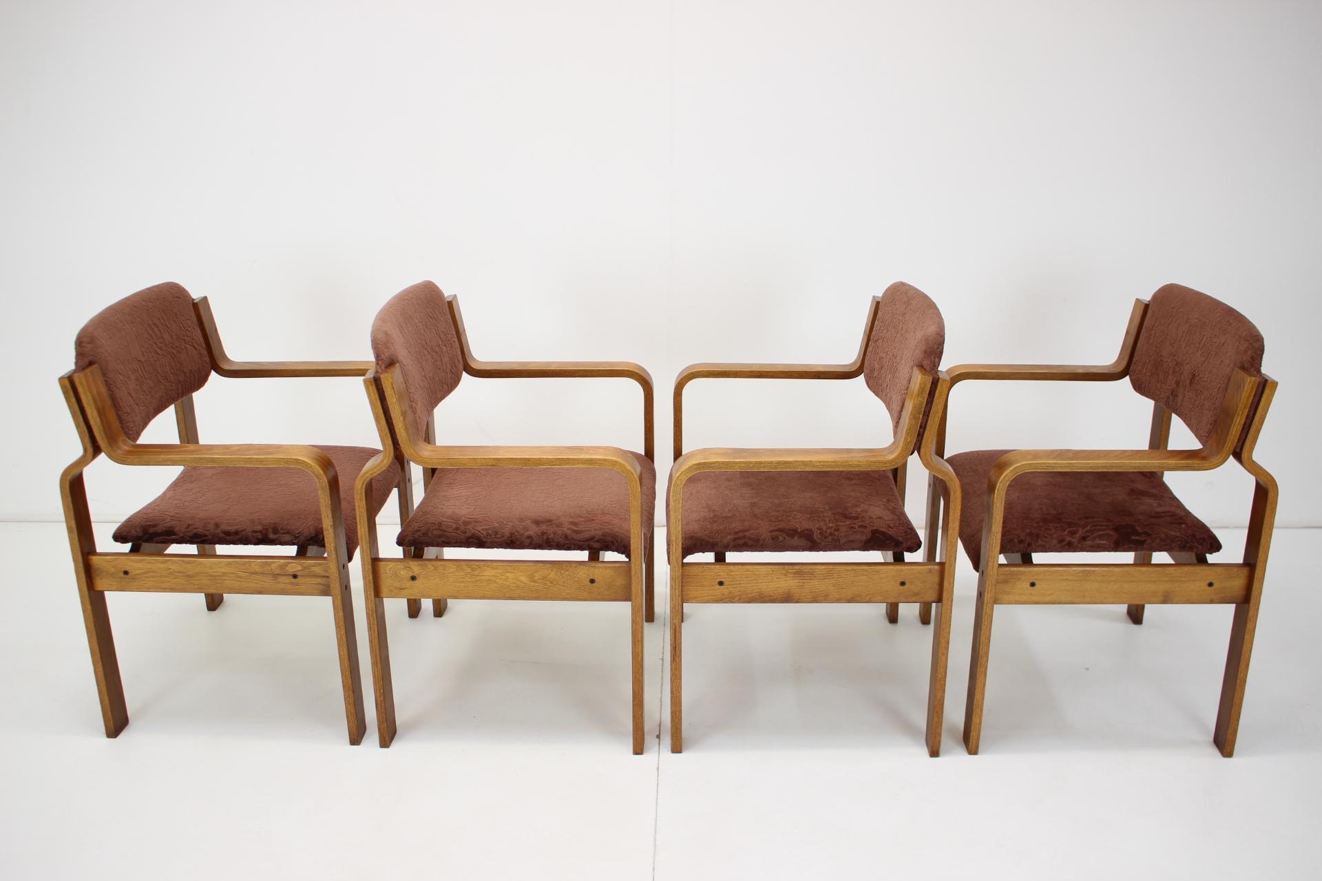 Wood Set of Four Dining Chairs Designed Ludvík Volák for Dřevopodnik Holešov, 1960's