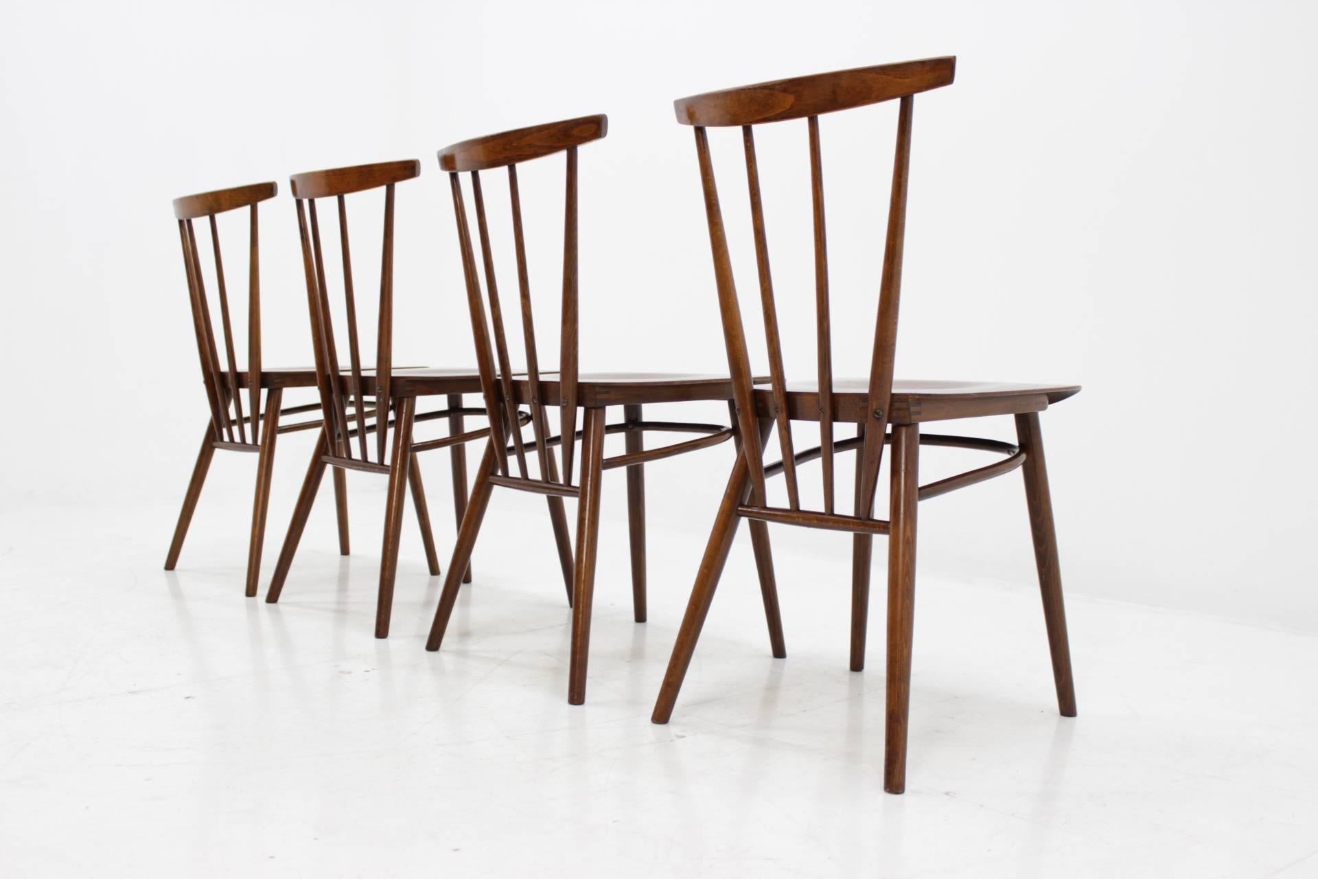 Scandinavian Modern Set of Four Dining Chairs