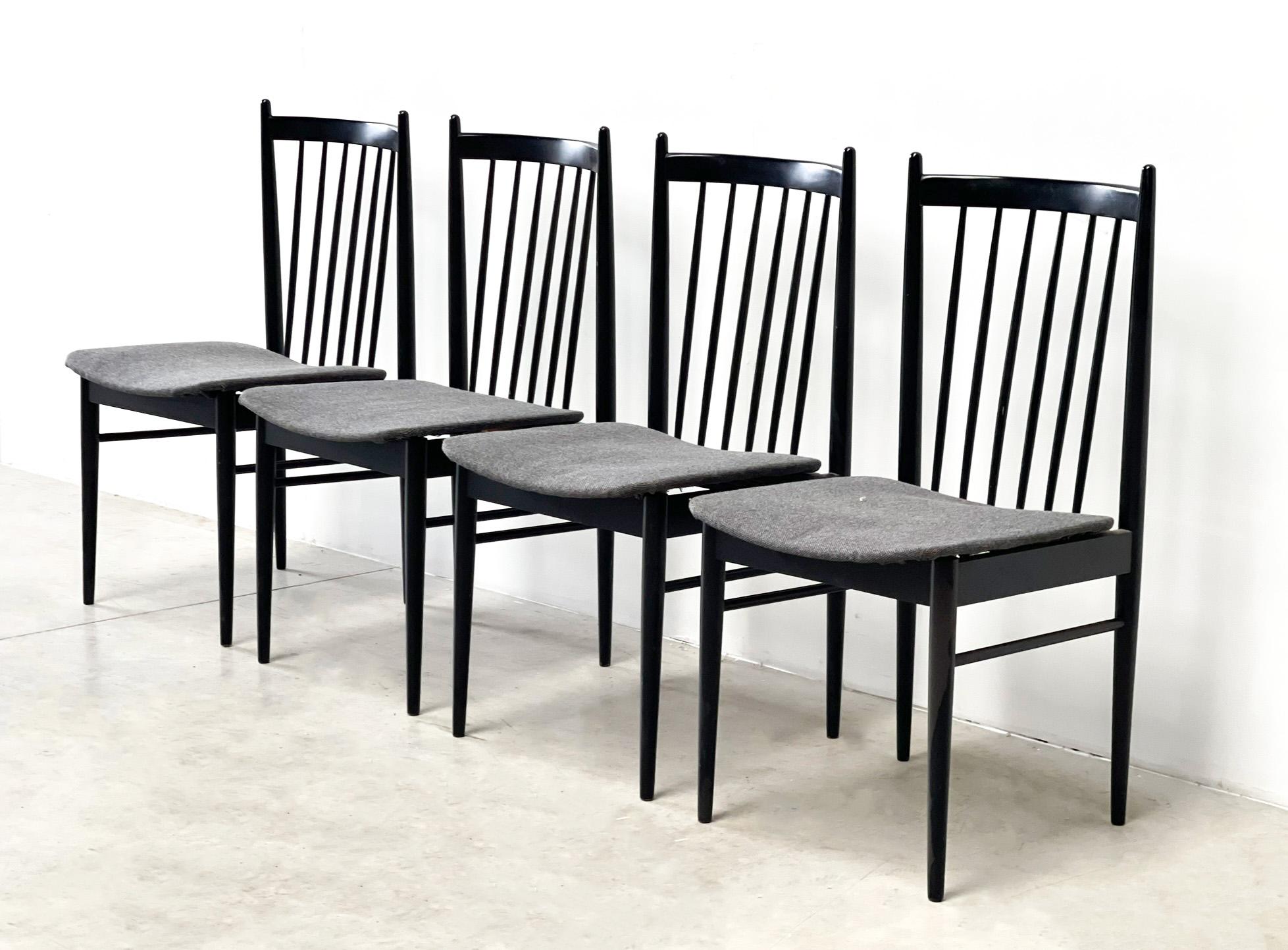 European Set of Four Dining Chairs For Sale