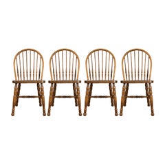 Set of Four Dining Chairs, French Windsor Hoop Stick-Back, Beech, 20th Century