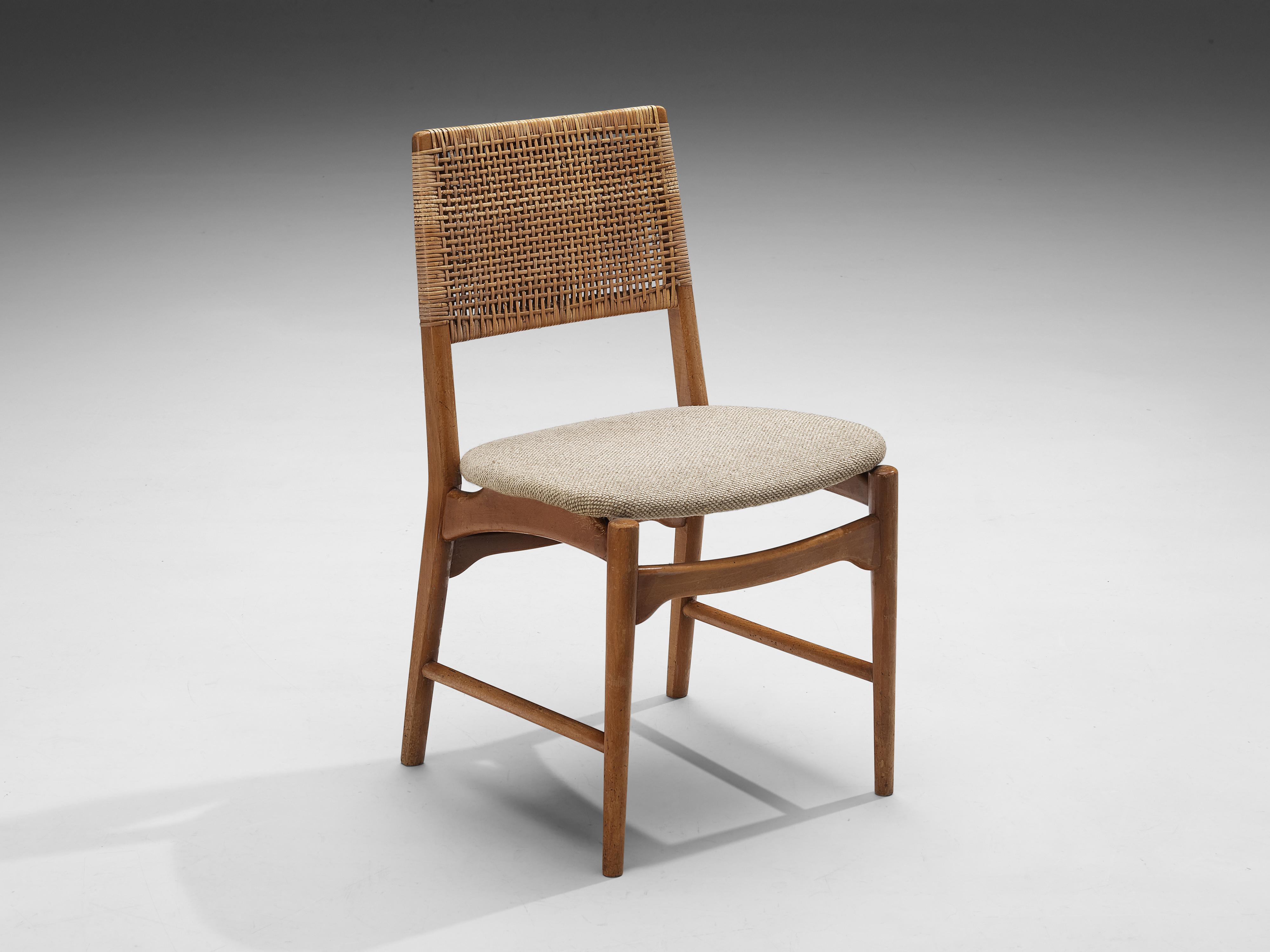 Natural Fiber Set of Four Dining Chairs in Beech and Natural Fibre