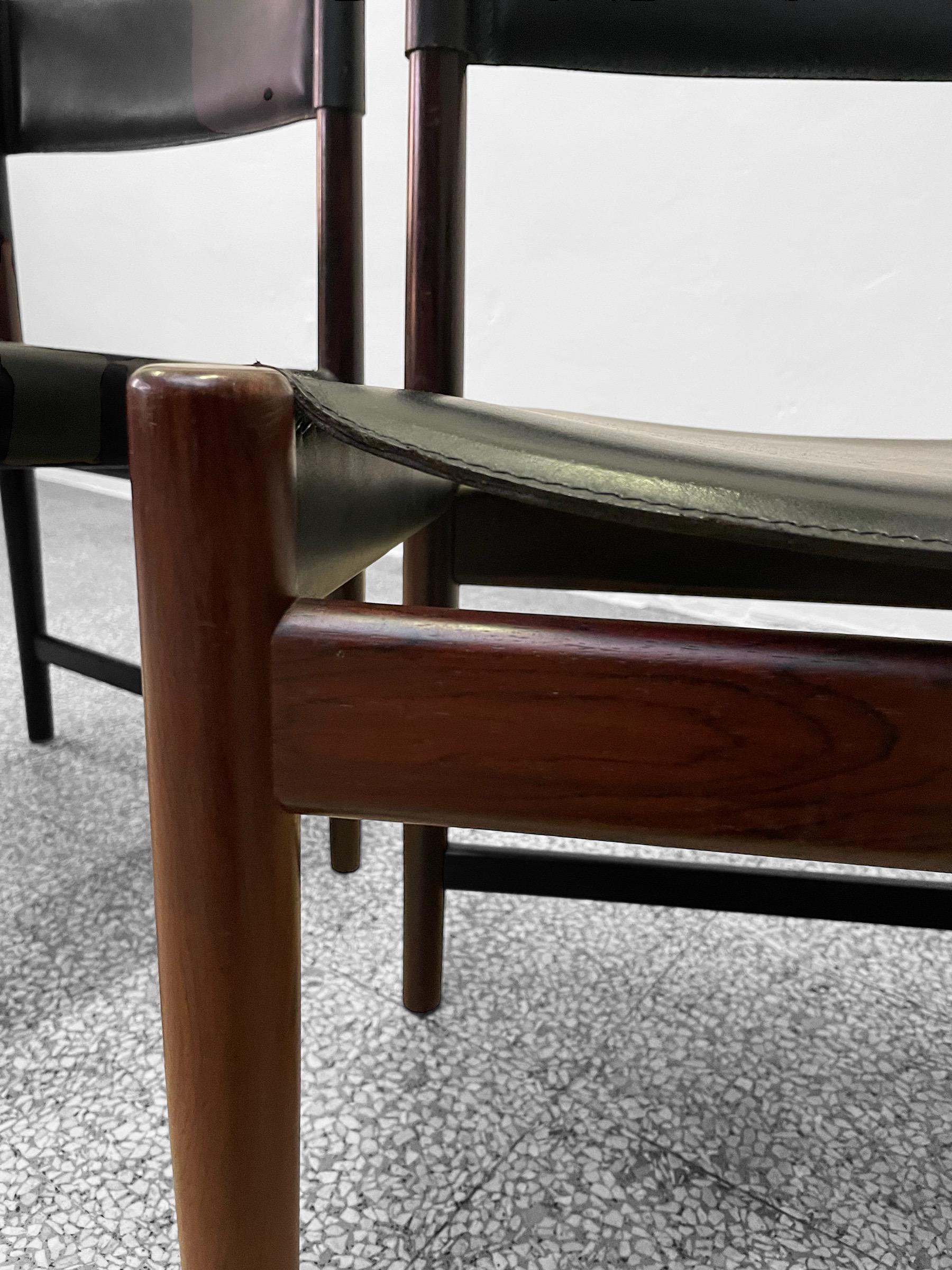 Mid-20th Century Set of Four Dining Chairs in Black Leather by Kurt Østervig for Sibast, 1960s For Sale