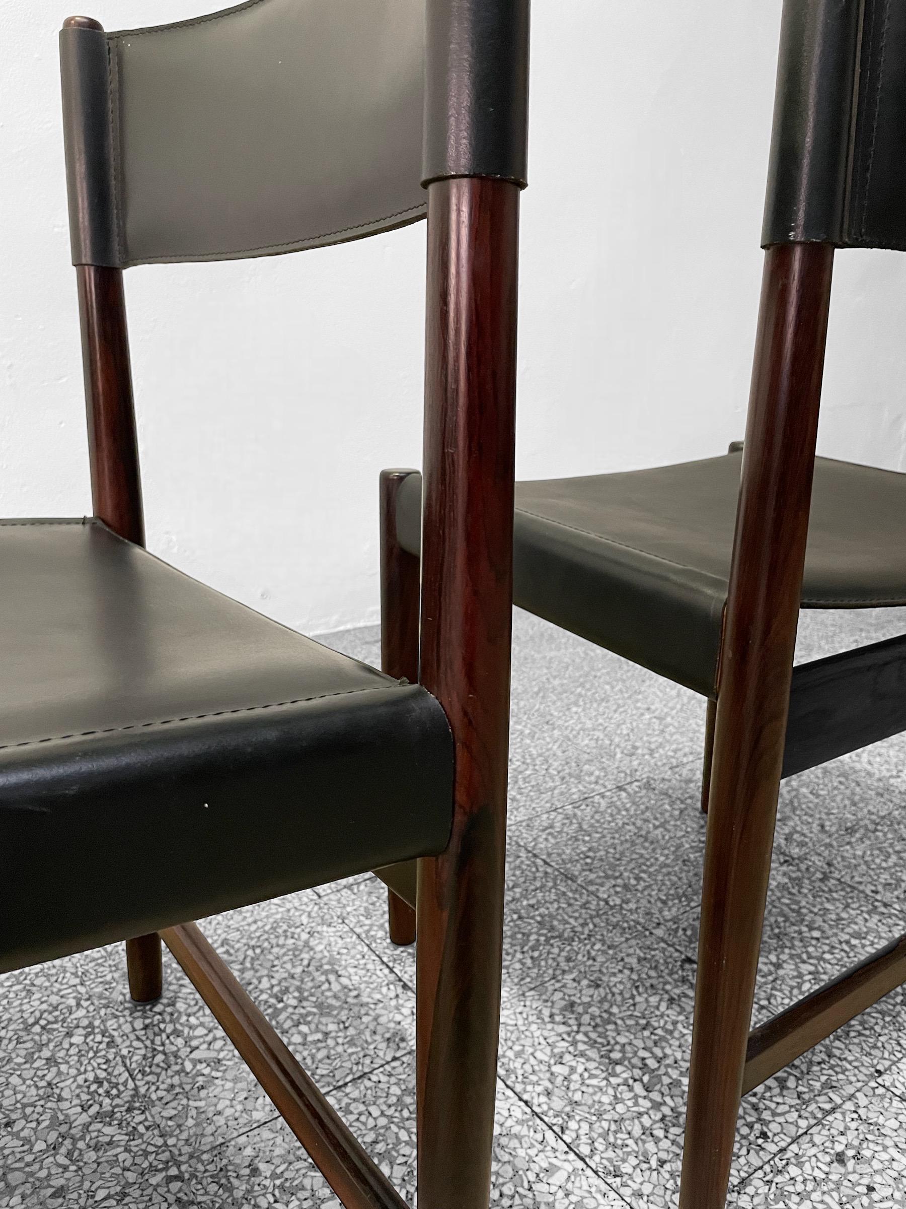 Ensemble de quatre chaises de salle à manger en cuir noir par Kurt Østervig pour Sibast, 1960s 2