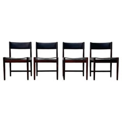Set of Four Dining Chairs in Black Leather by Kurt Østervig for Sibast, 1960s