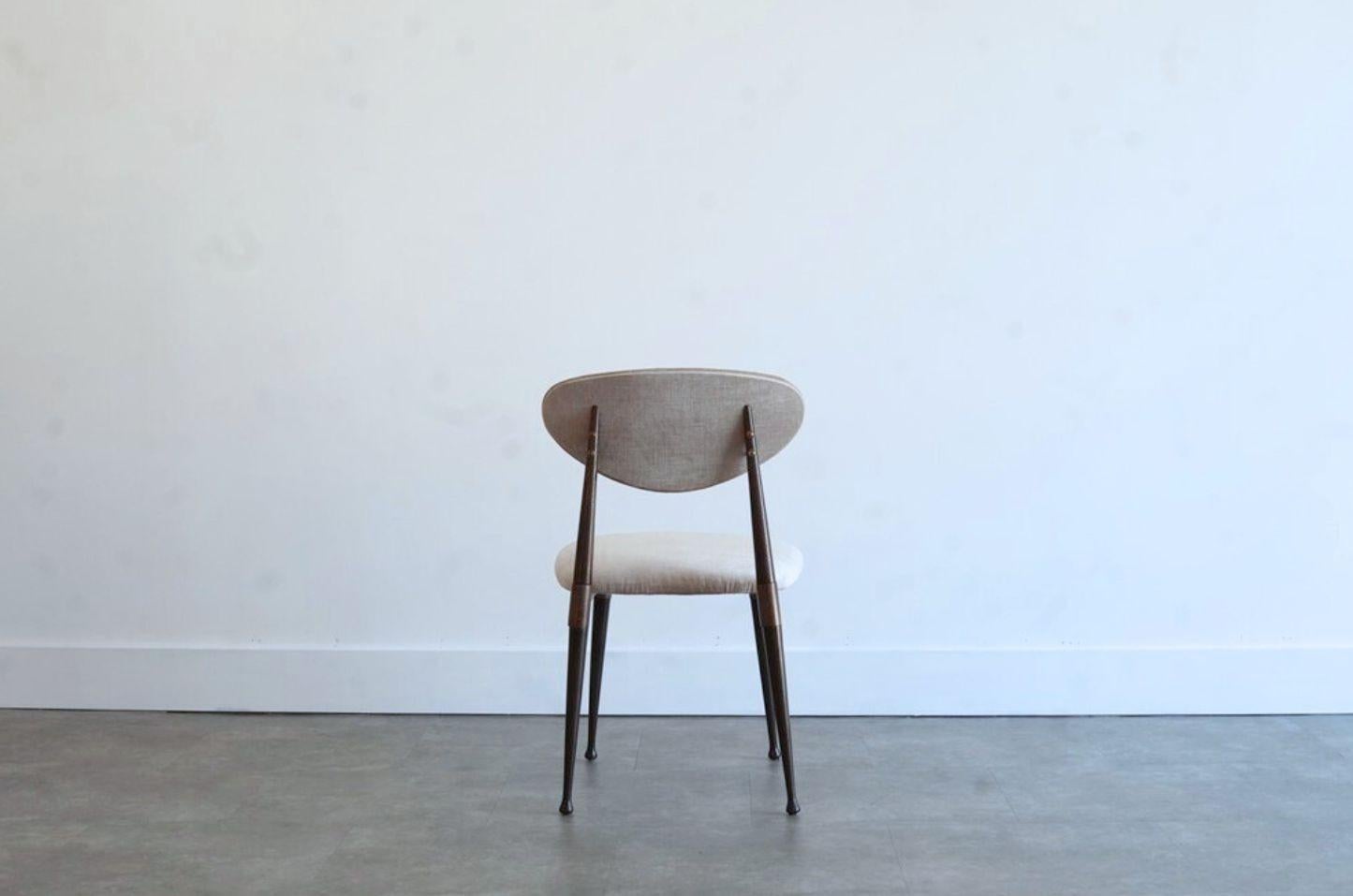 Set of Four Dining Chairs in Chenille and Bronze by Dan Johnson, C. 1950s (20. Jahrhundert) im Angebot