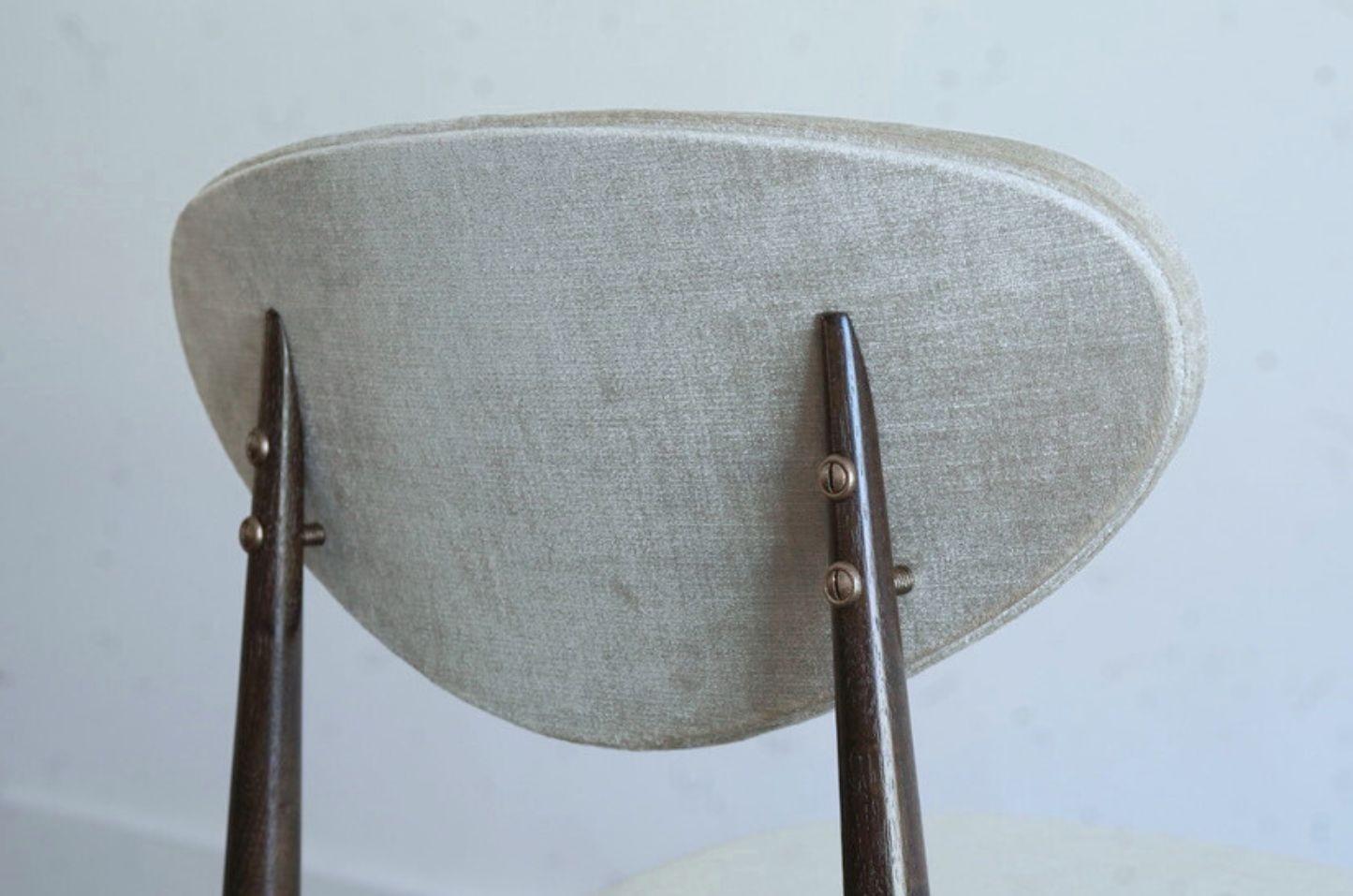 Set of Four Dining Chairs in Chenille and Bronze by Dan Johnson, C. 1950s im Angebot 2