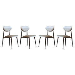 Set of Four Dining Chairs in Chenille and Bronze by Dan Johnson, C. 1950s