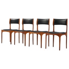 Set of Four Dining Chairs in Oak and Faux Leather by Giuseppe Gibelli, 1962