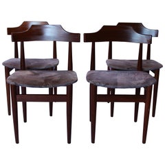 Set of Four Dining Chairs in Rosewood and Grey Fabric by Hans Olsen, 1960s