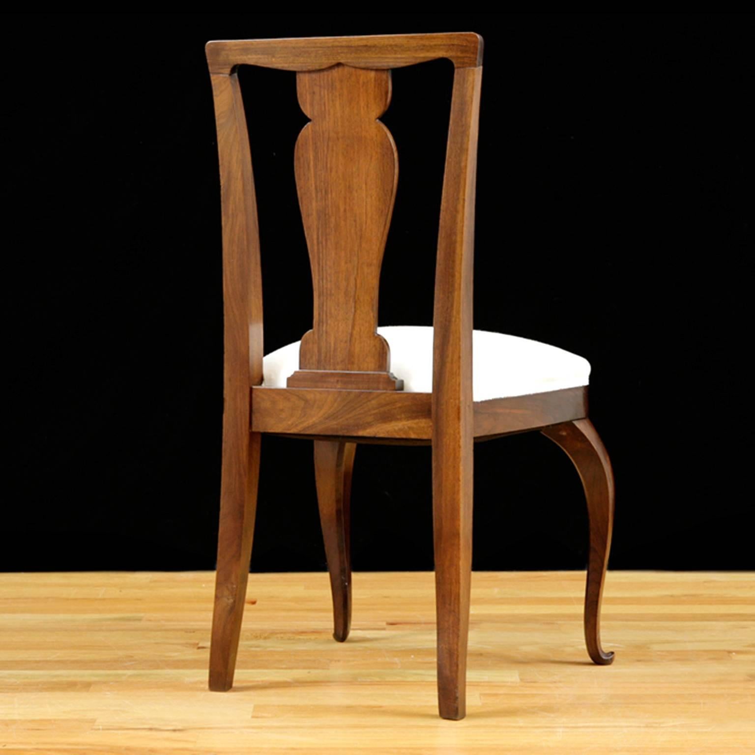 European Set of Four Dining Chairs in Rosewood with Upholstered Seat, circa 1910