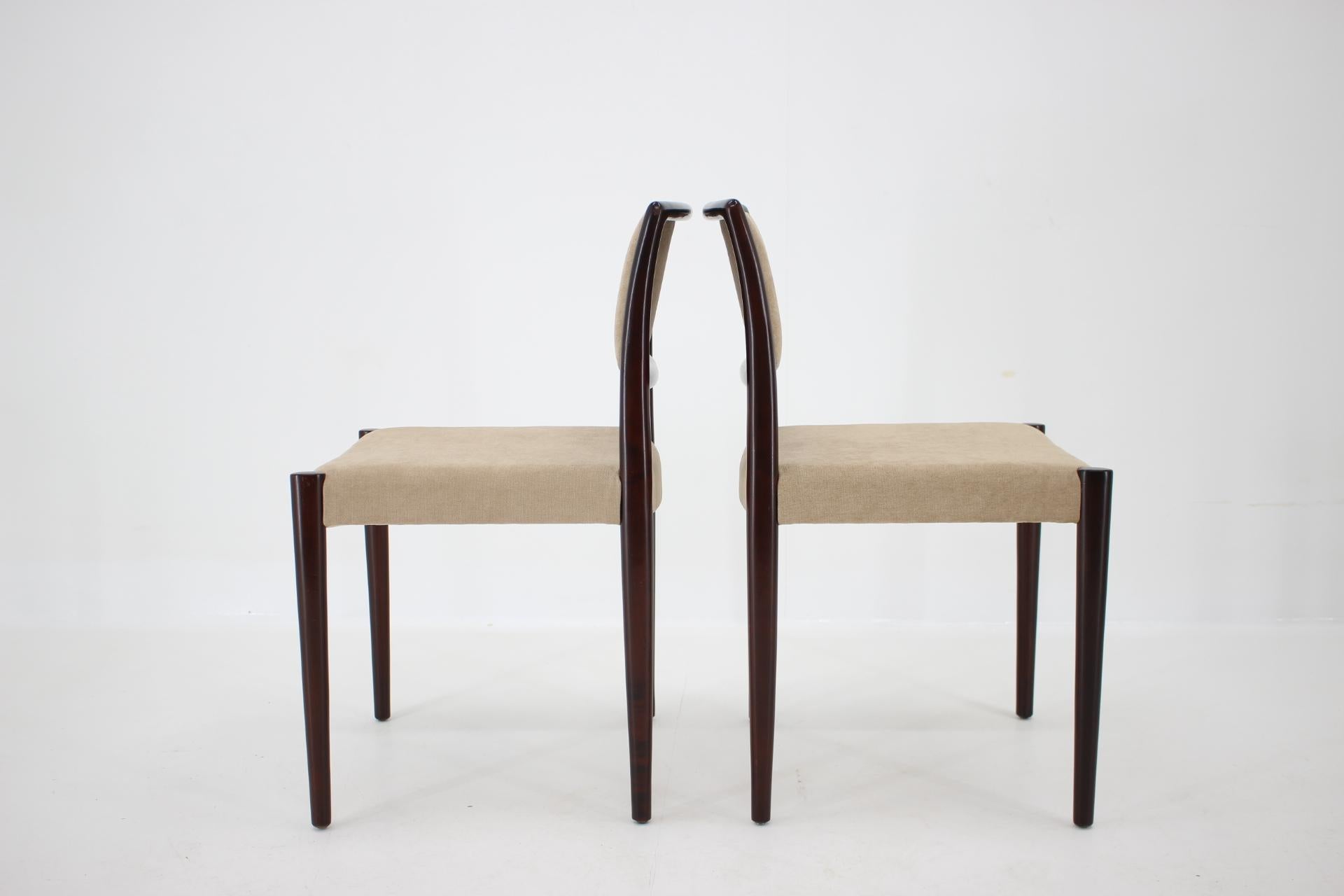 Fabric Set of Four Dining Chairs in Style of Niels O. Møller