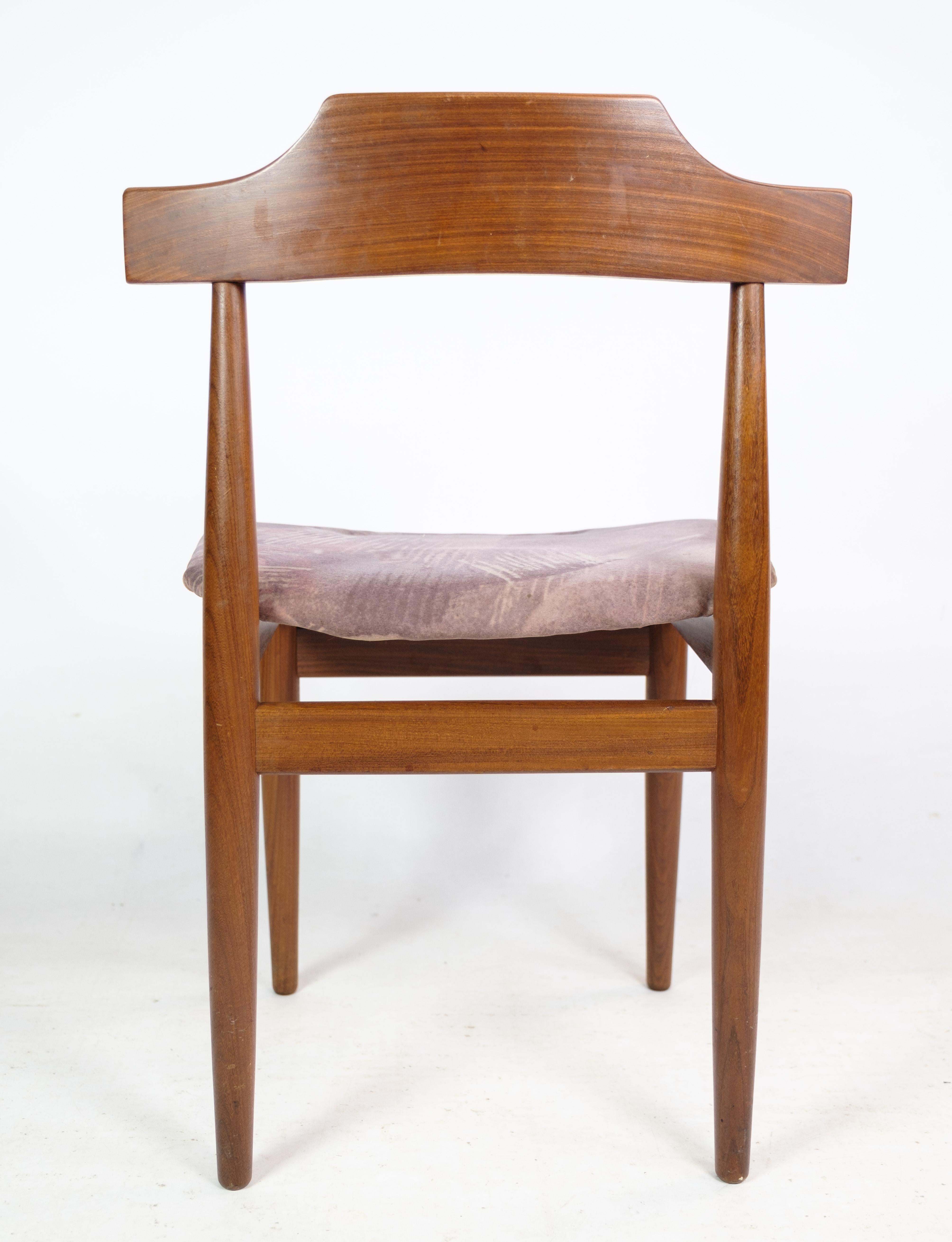 Set of Four Dining Chairs in Teak, Grey Fabric, Hans Olsen, 1960 For Sale 5