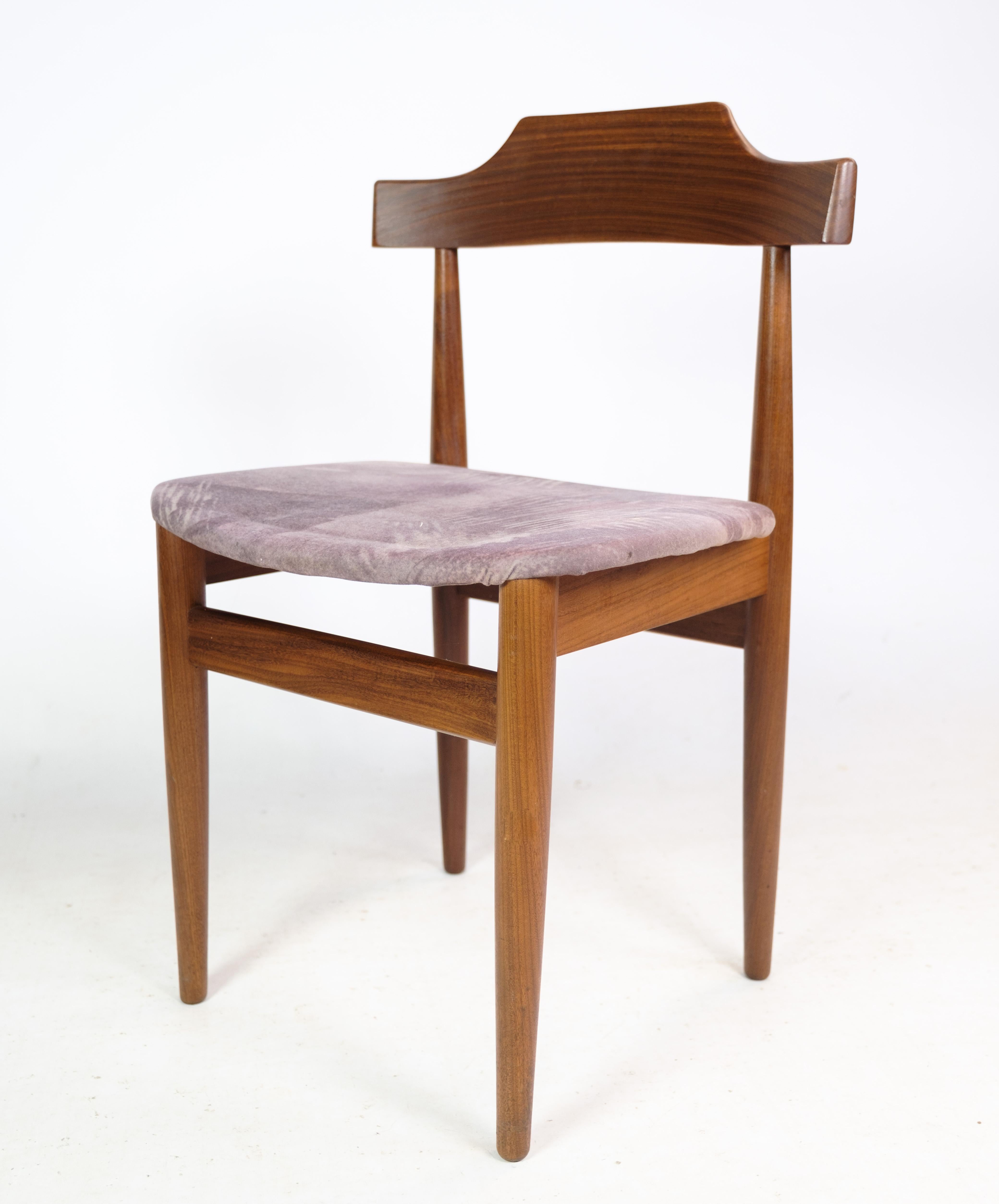 Mid-20th Century Set of Four Dining Chairs in Teak, Grey Fabric, Hans Olsen, 1960 For Sale
