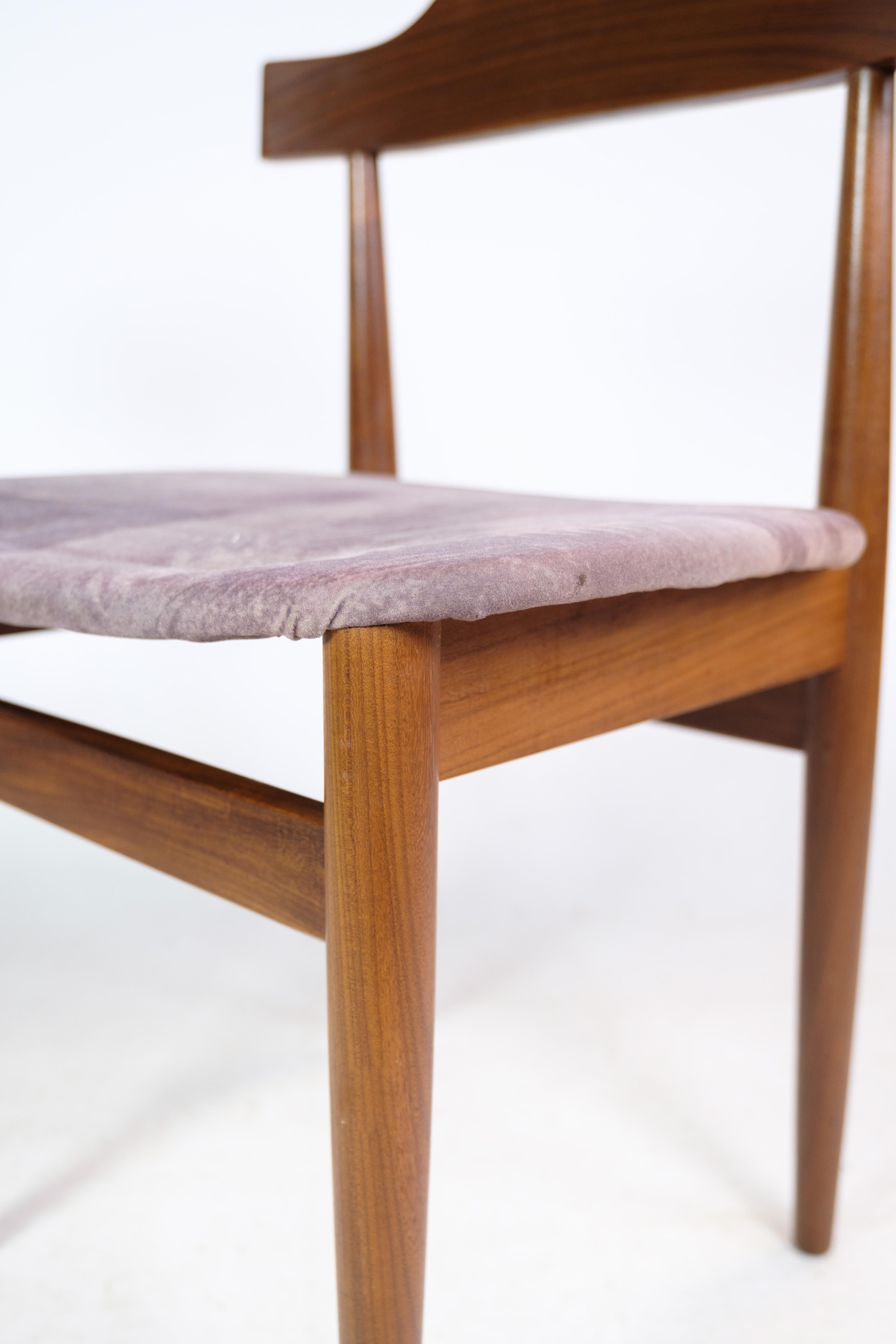 Set of Four Dining Chairs in Teak, Grey Fabric, Hans Olsen, 1960 For Sale 3