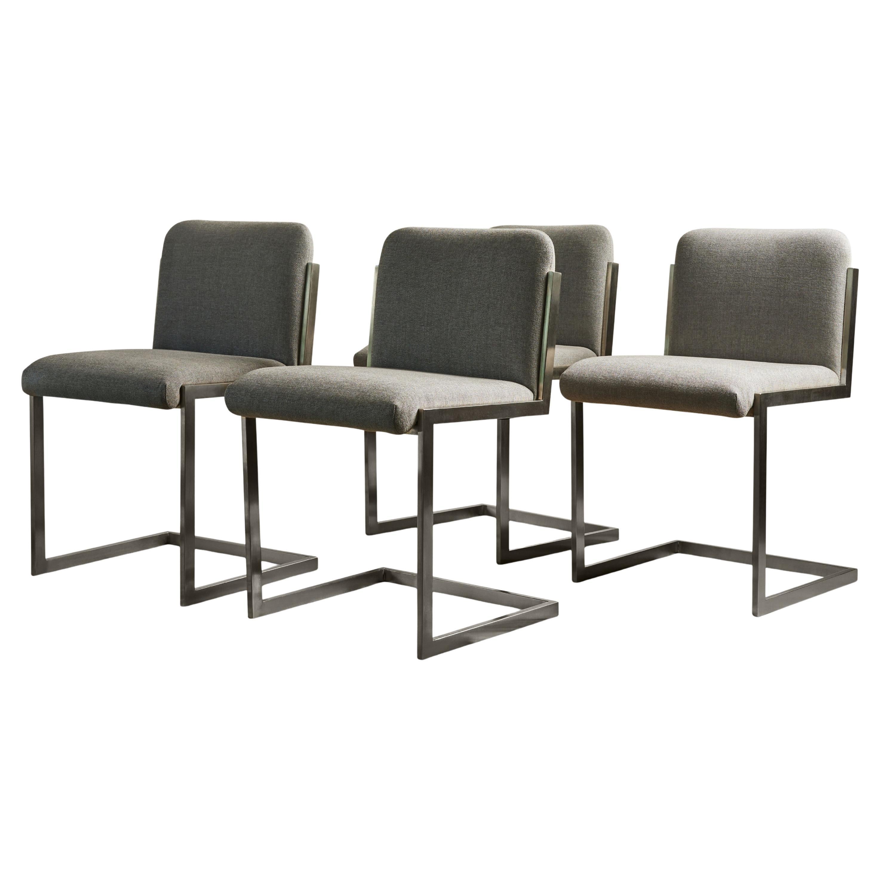 Set of Four Dining Chairs in the Manner of Milo Baughman, United States, c. 1970 en vente