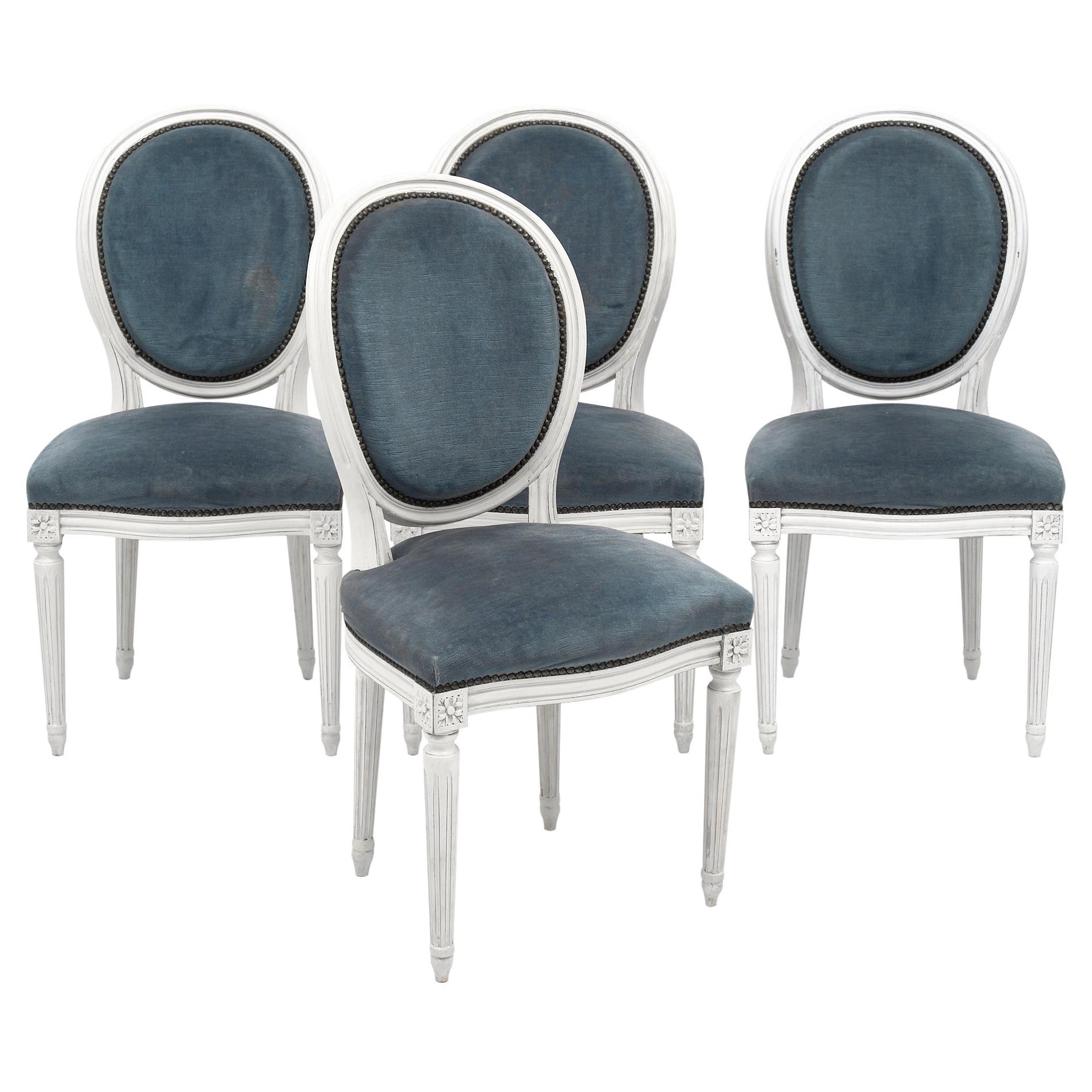 Set of Four Dining Chairs, Louis XVI Style