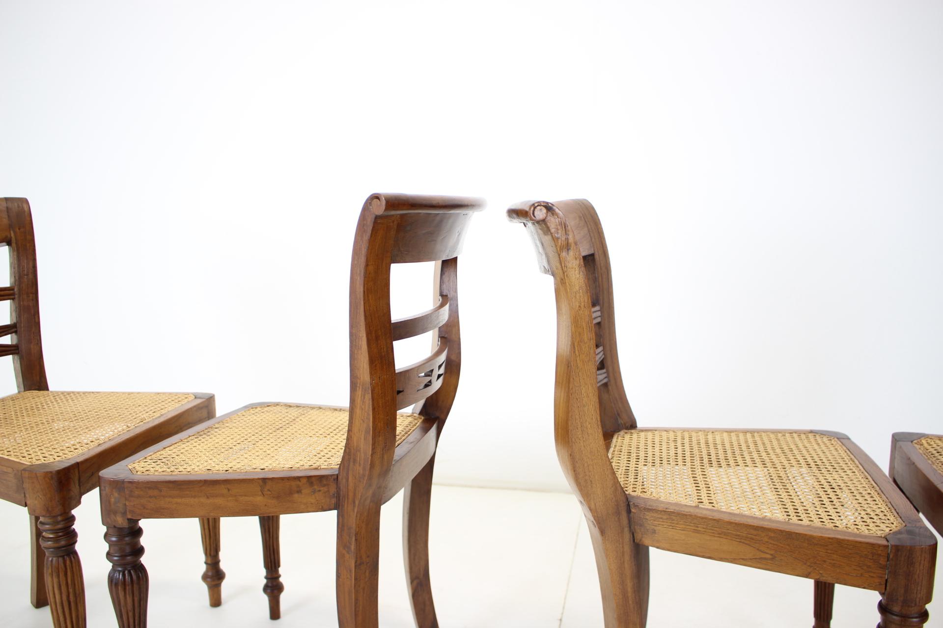 Mid-20th Century Set of Four Dining Chairs, Made of Solid Wood, 1950s, Czechoslovakia For Sale