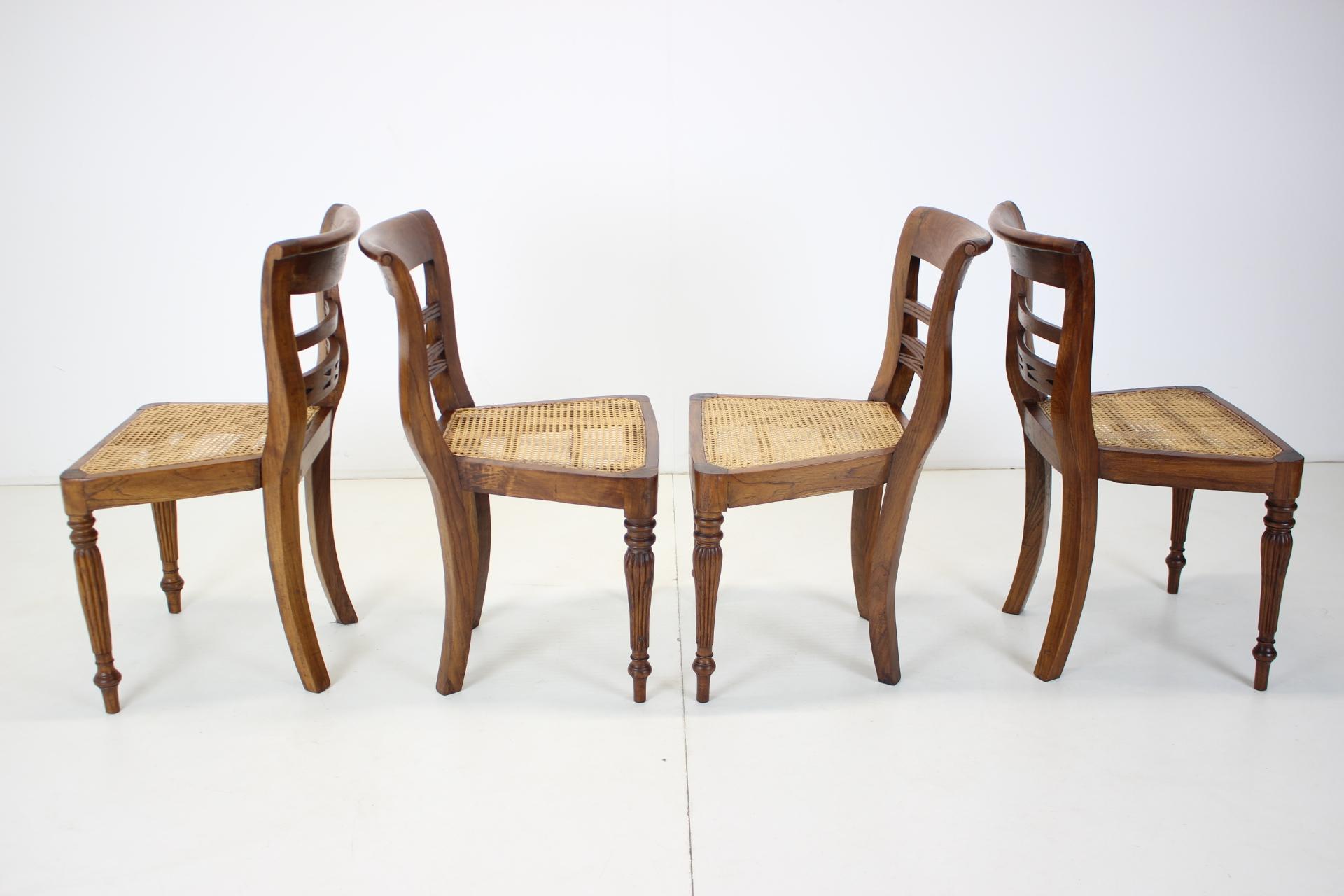 Set of Four Dining Chairs, Made of Solid Wood, 1950s, Czechoslovakia For Sale 1