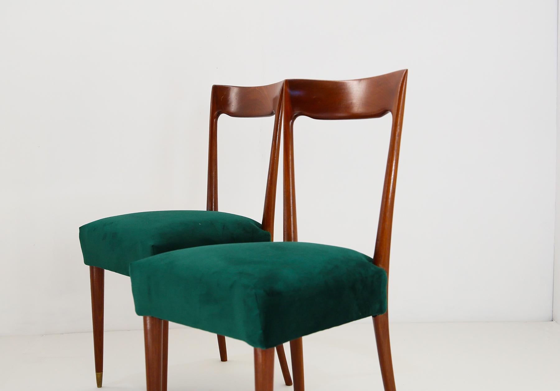 Italian Set of four Dining Chairs Midcentury by Guglielmo Ulrich, 1940s