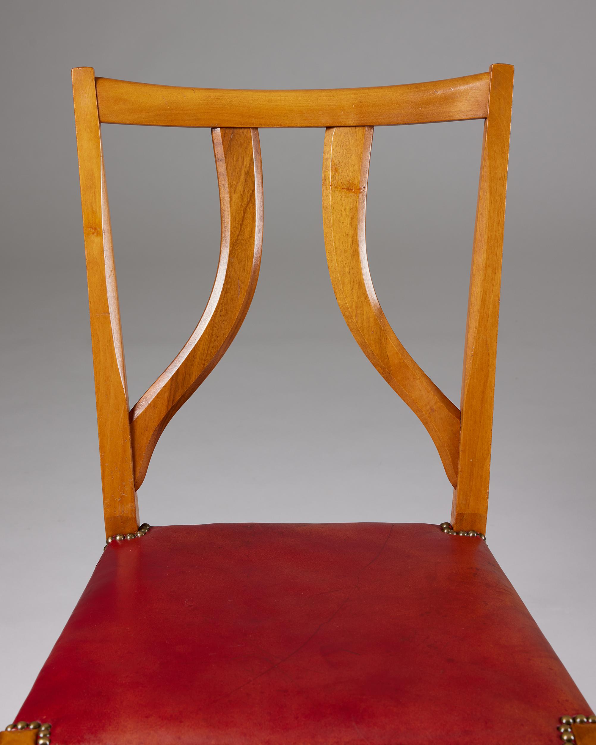 Set of Four Dining Chairs Model 2027 Designed by Josef Frank for Svenskt Tenn For Sale 1