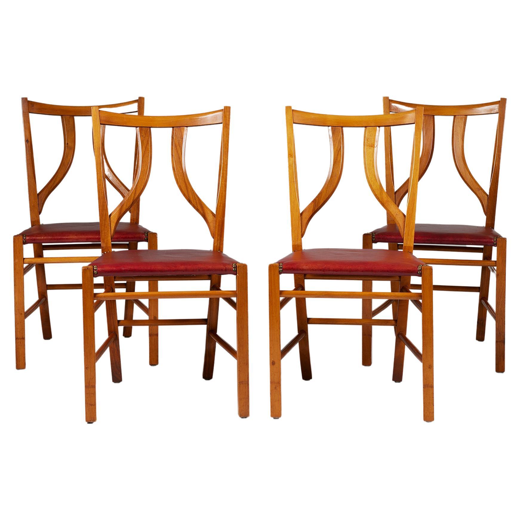 Set of Four Dining Chairs Model 2027 Designed by Josef Frank for Svenskt Tenn For Sale