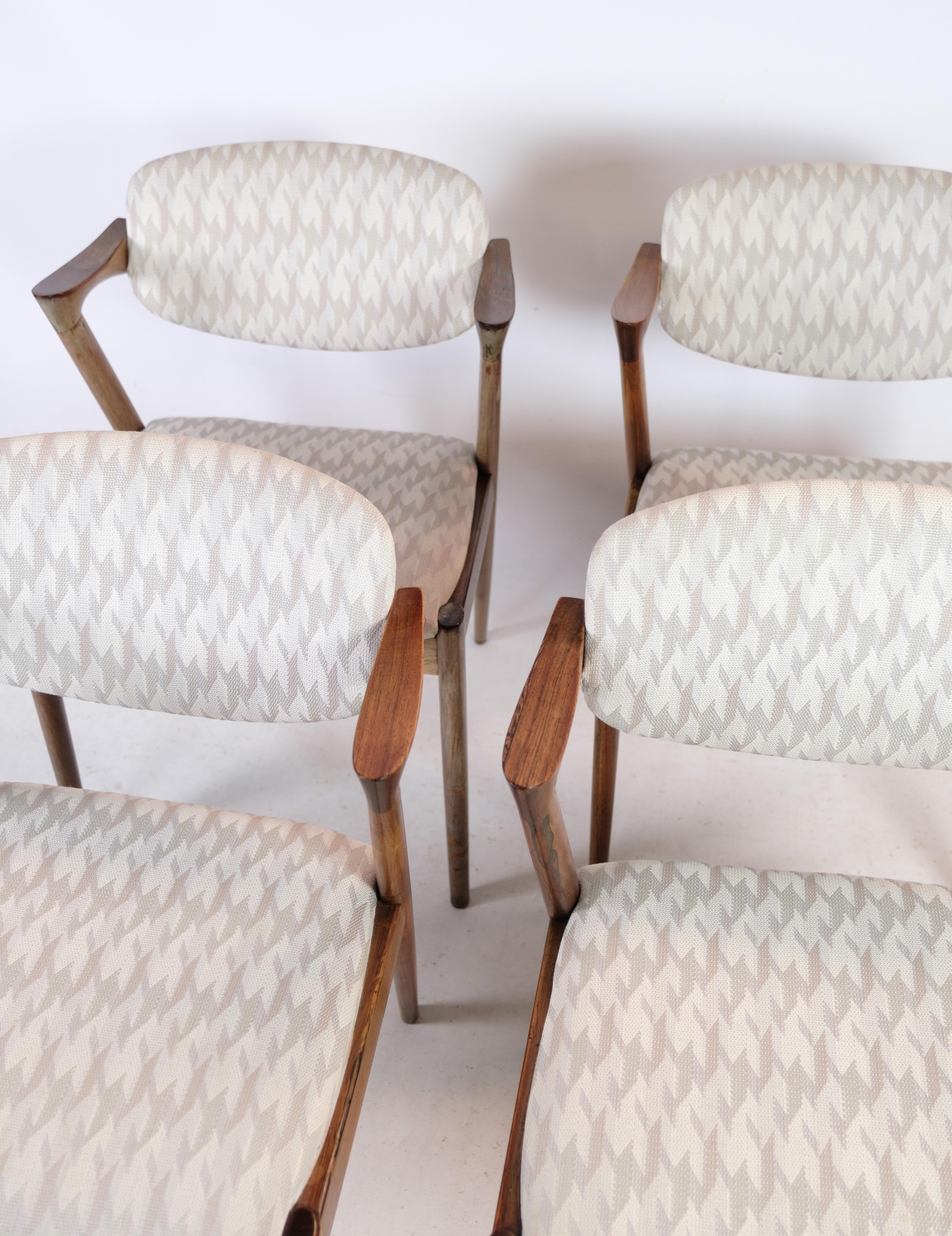 Mid-Century Modern Ensemble de quatre chaises de salle à manger, modèle 42, Kai Kristiansen, Schou Andersen, 1960 en vente