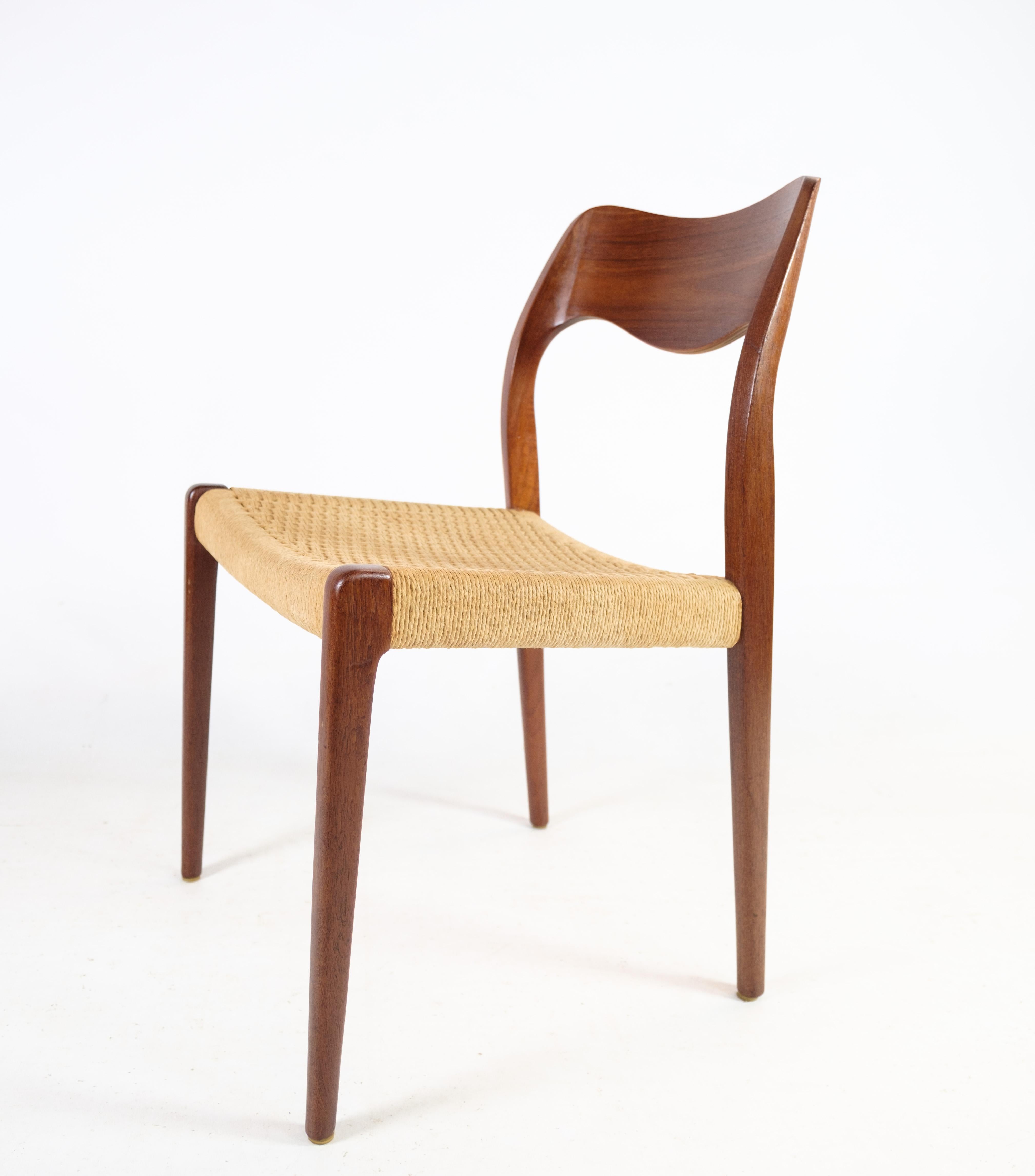 Set of Four Dining Chairs, Model 71, N.O. Møller, Teak, Designed 1951 4