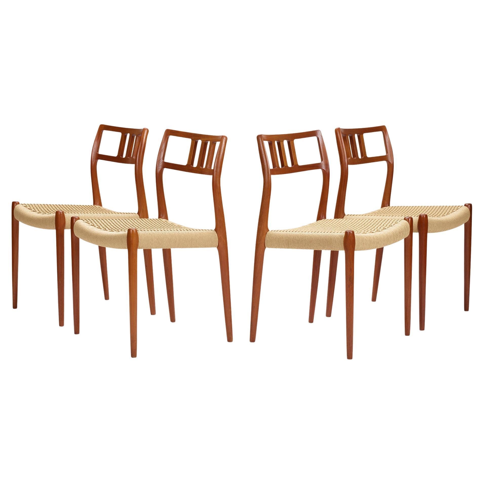 Set of Four Dining Chairs, Model 79 by Niels O. Møller For Sale